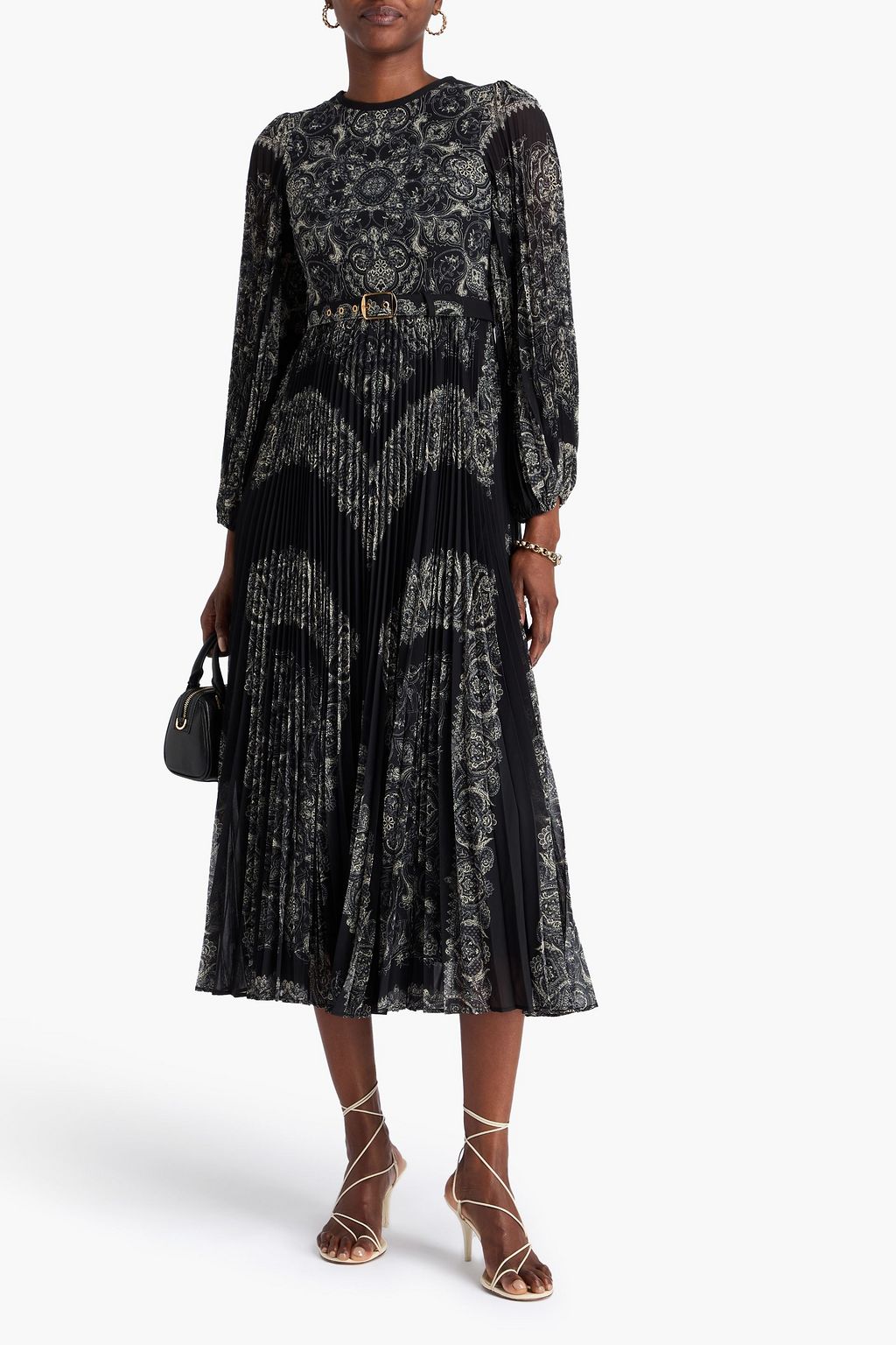 ZIMMERMANN Belted printed crepe de chine midi dress