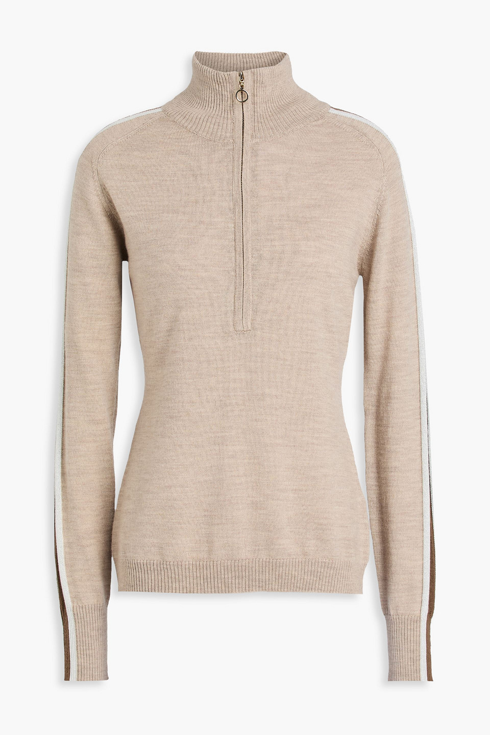 We Norwegians Geilo Striped Merino Wool-blend Half-zip Base Layer In Brown