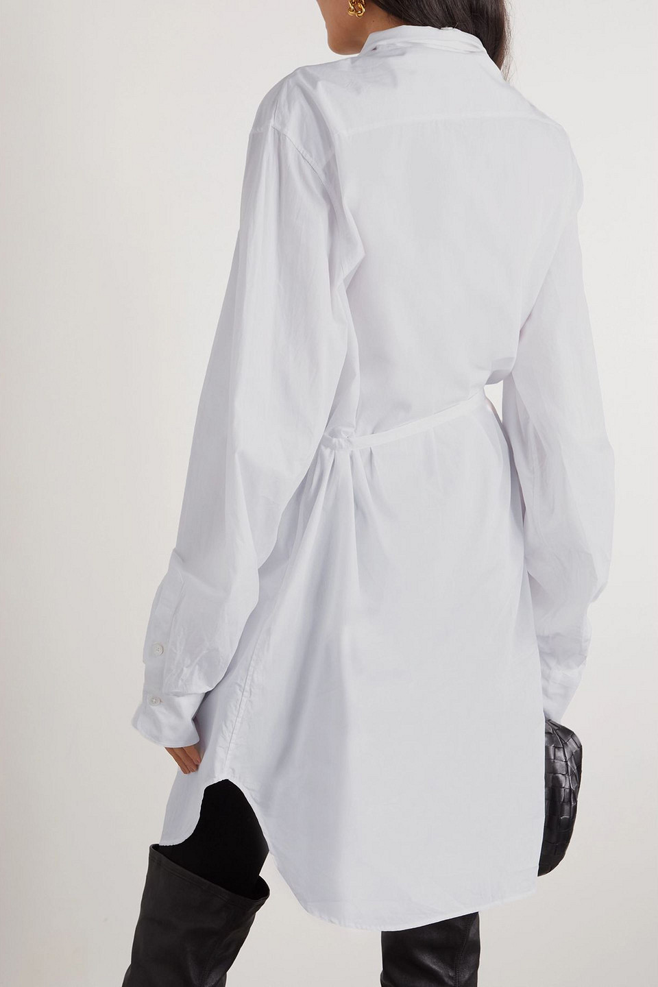  Ann Demeulemeester - Hemd Aus Baumwollpopeline Mit Bindegürtel - Weiß - Fr 40 