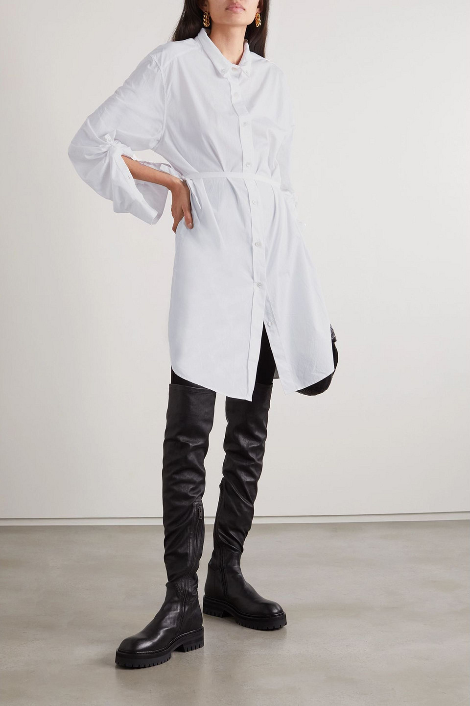  Ann Demeulemeester - Hemd Aus Baumwollpopeline Mit Bindegürtel - Weiß - Fr 40 