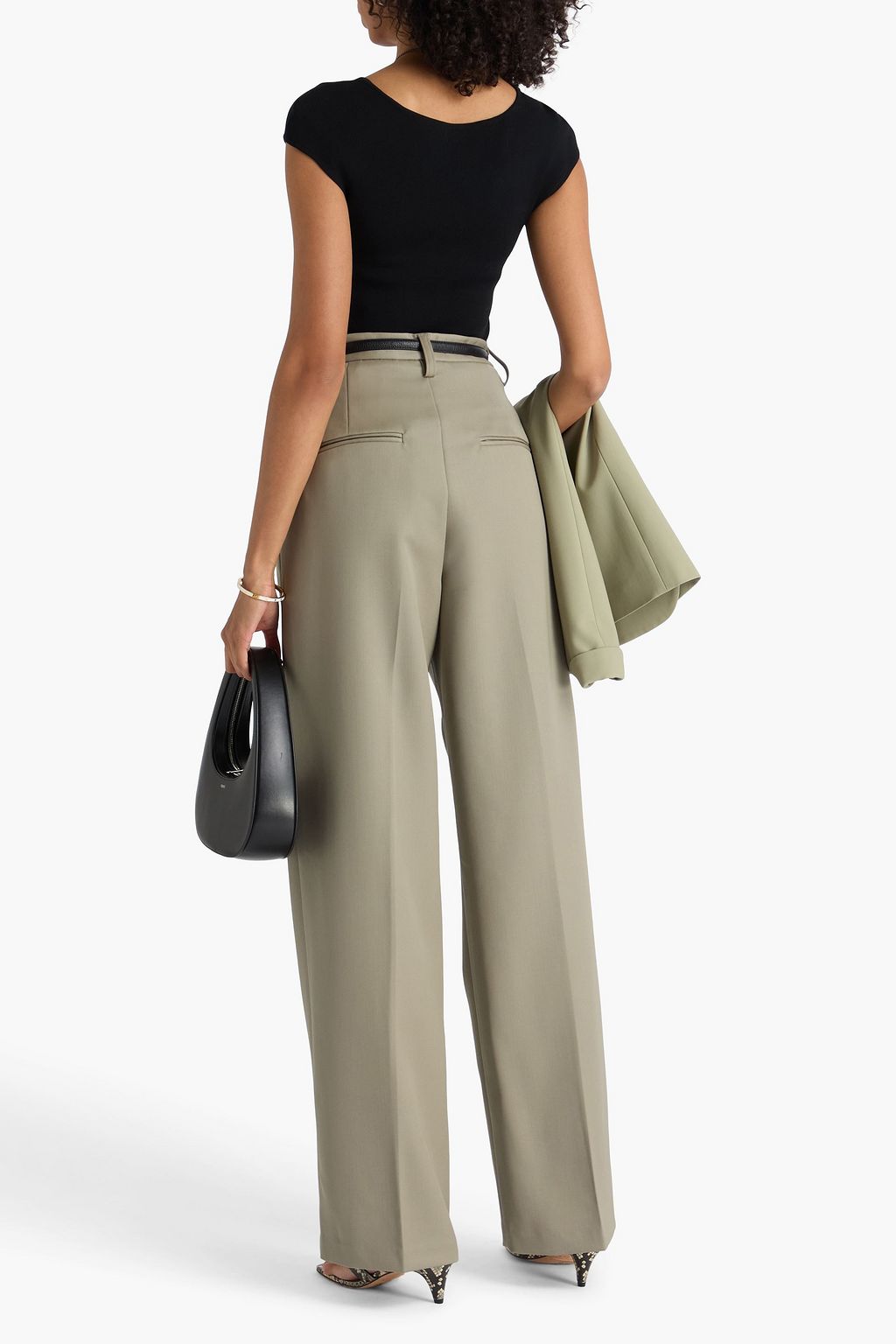ANINE BING Carrie wool-blend twill wide-leg pants