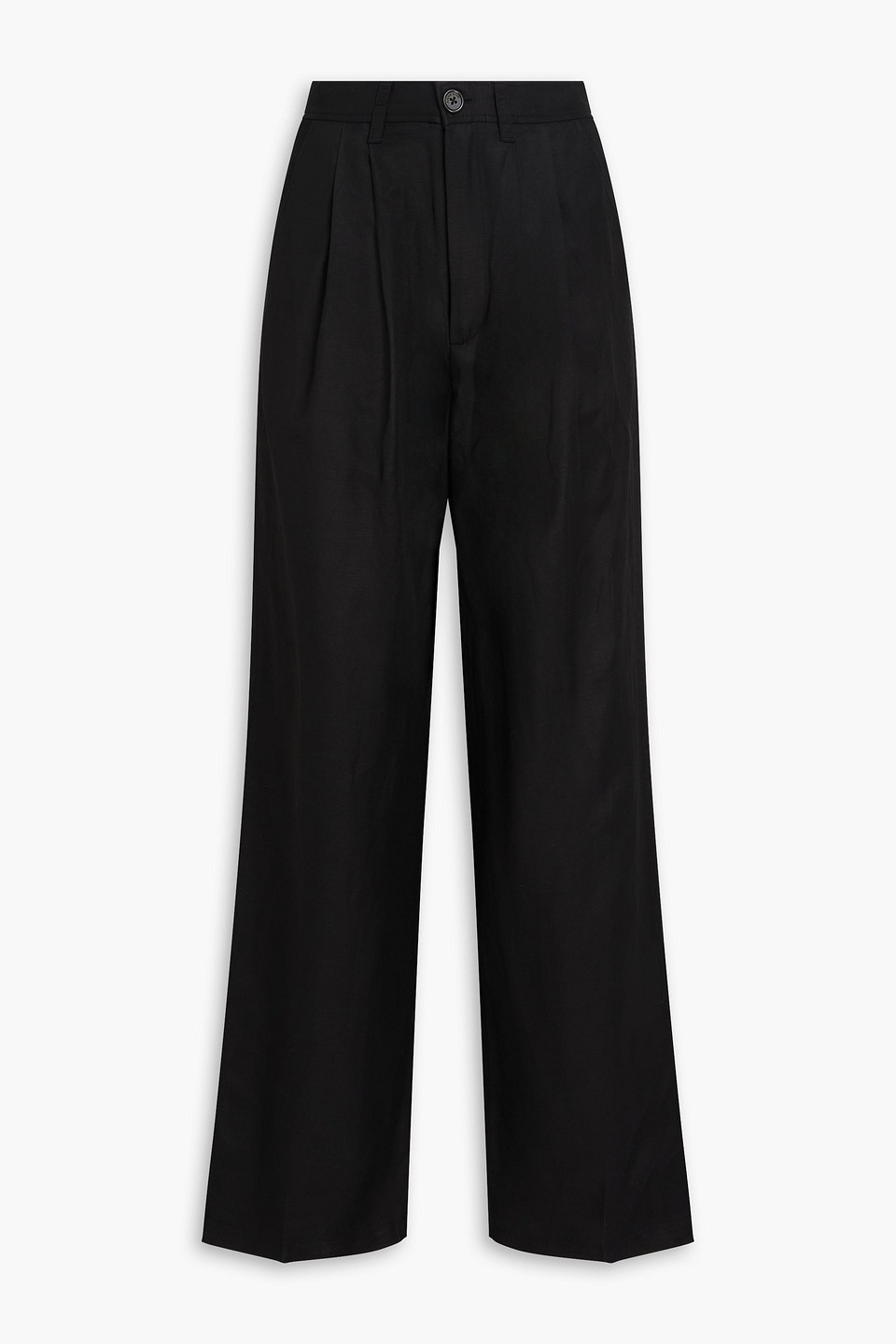 Anine Bing Carrie Pleated Twill Straight-leg Pants In Black