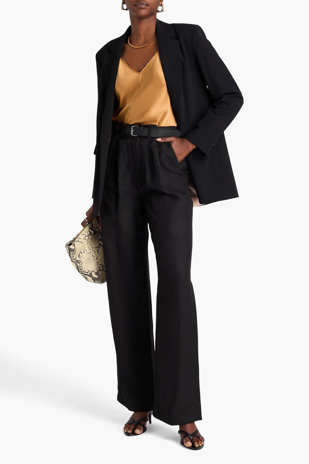 ANINE BING Carrie pleated twill straight-leg pants