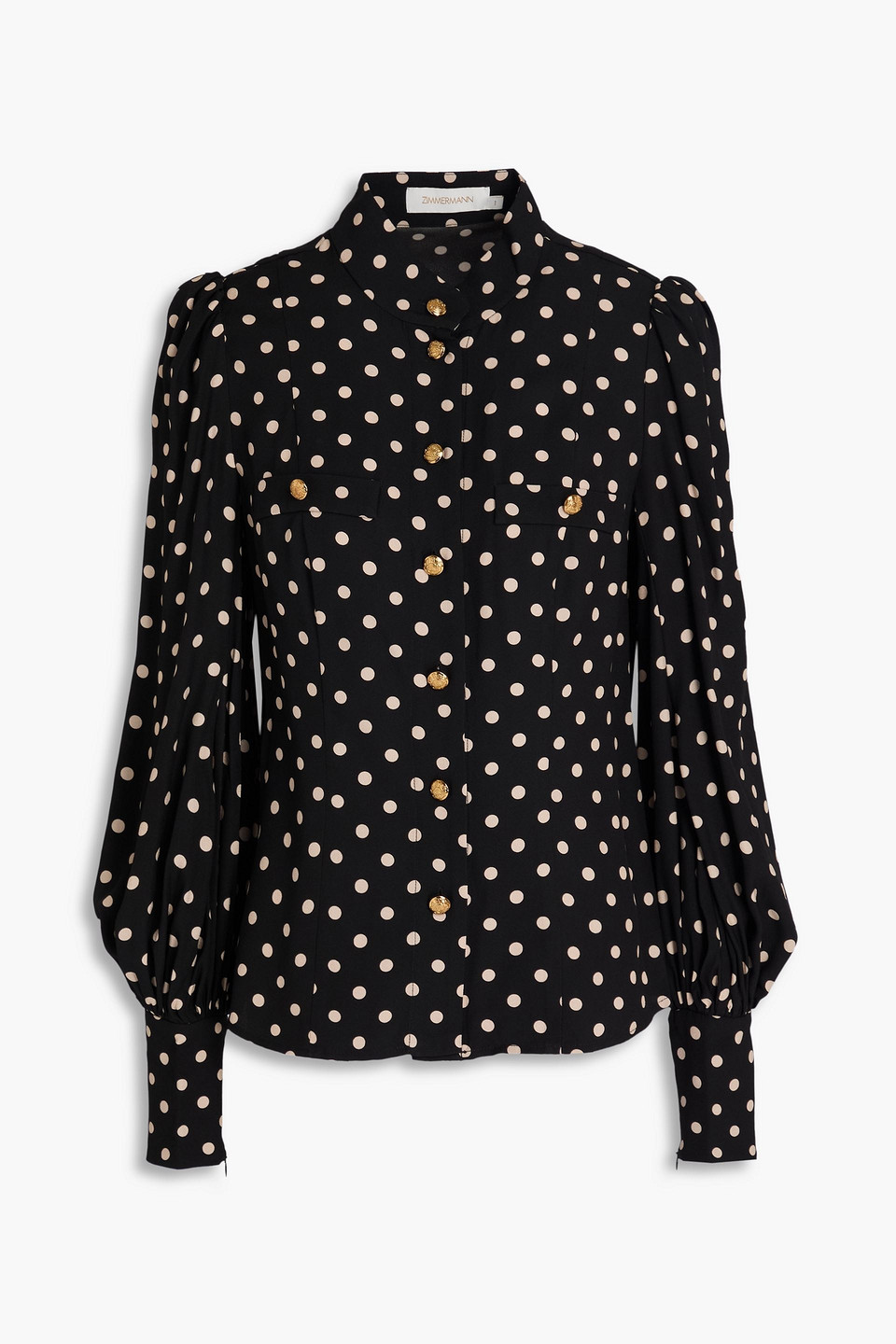 Zimmermann Polka-dot Crepe Blouse In Black