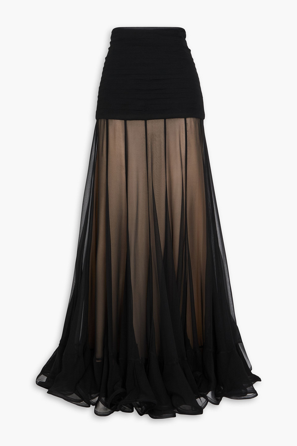 Zimmermann Pleated Silk-georgette Maxi Skirt In Brown