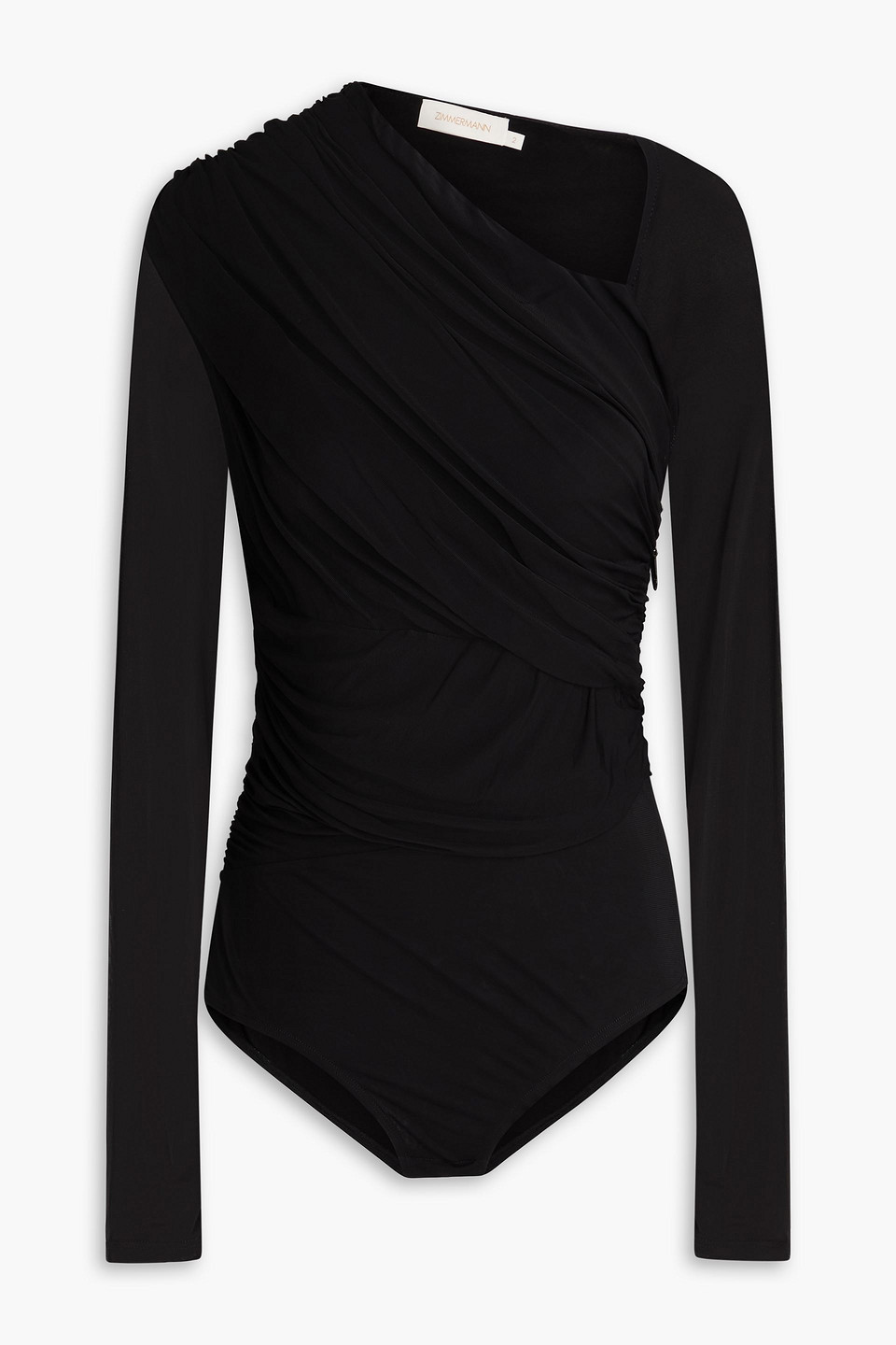 Zimmermann Asymmetric Jersey Bodysuit In Black