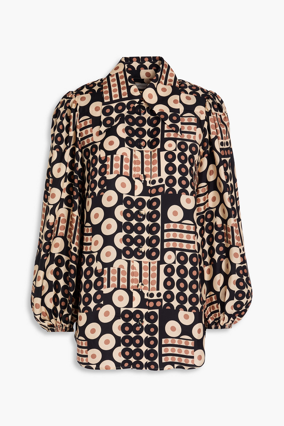 Zimmermann Printed Silk-twill Shirt In Brown