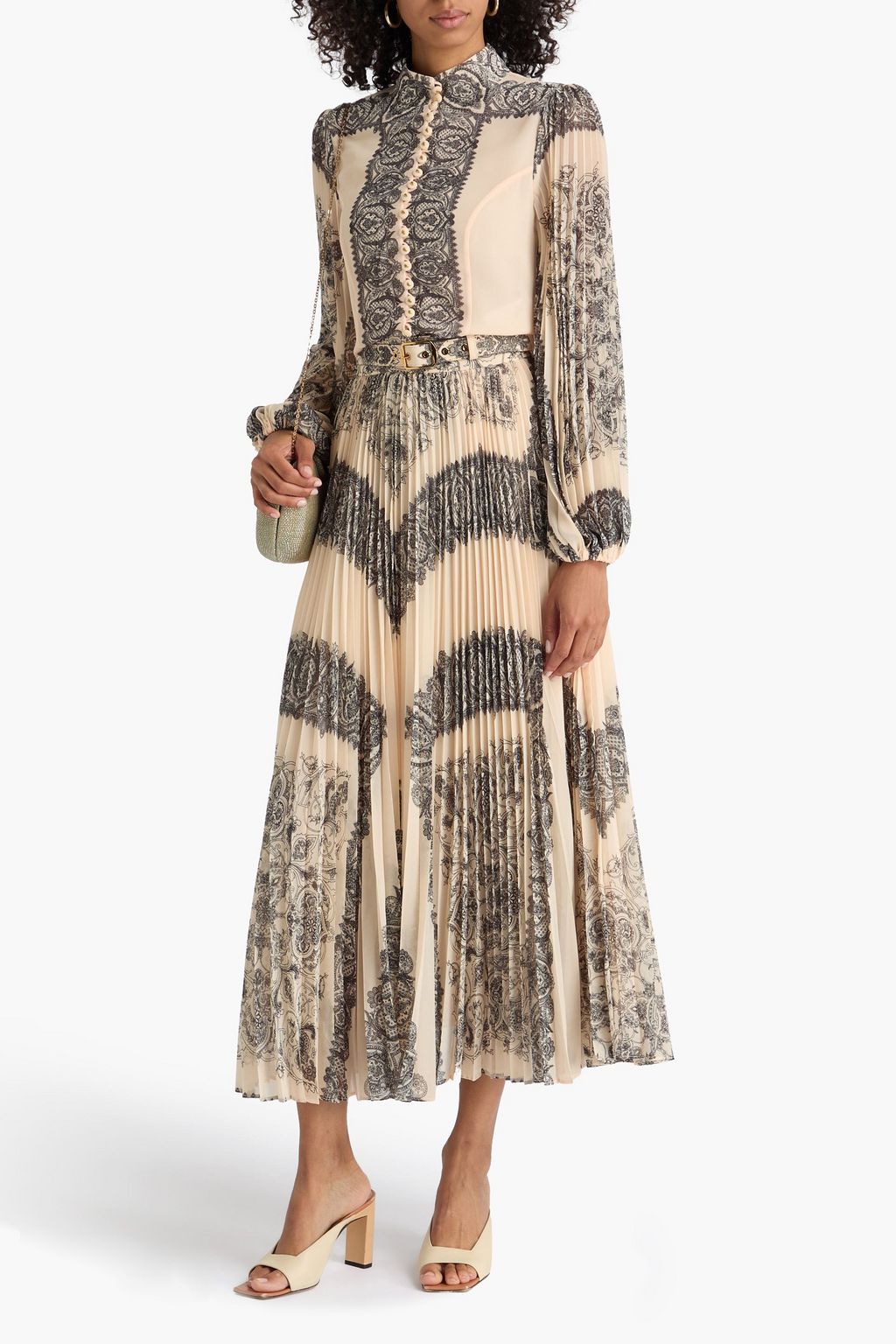 ZIMMERMANN Pleated paisley-print georgette midi dress