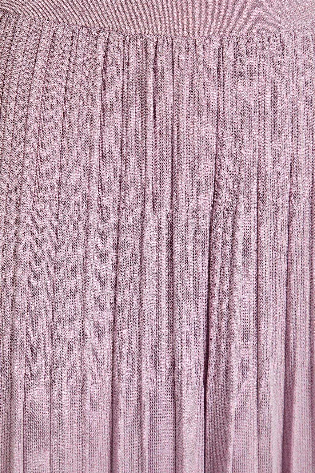 ZIMMERMANN Metallic ribbed-knit midi skirt