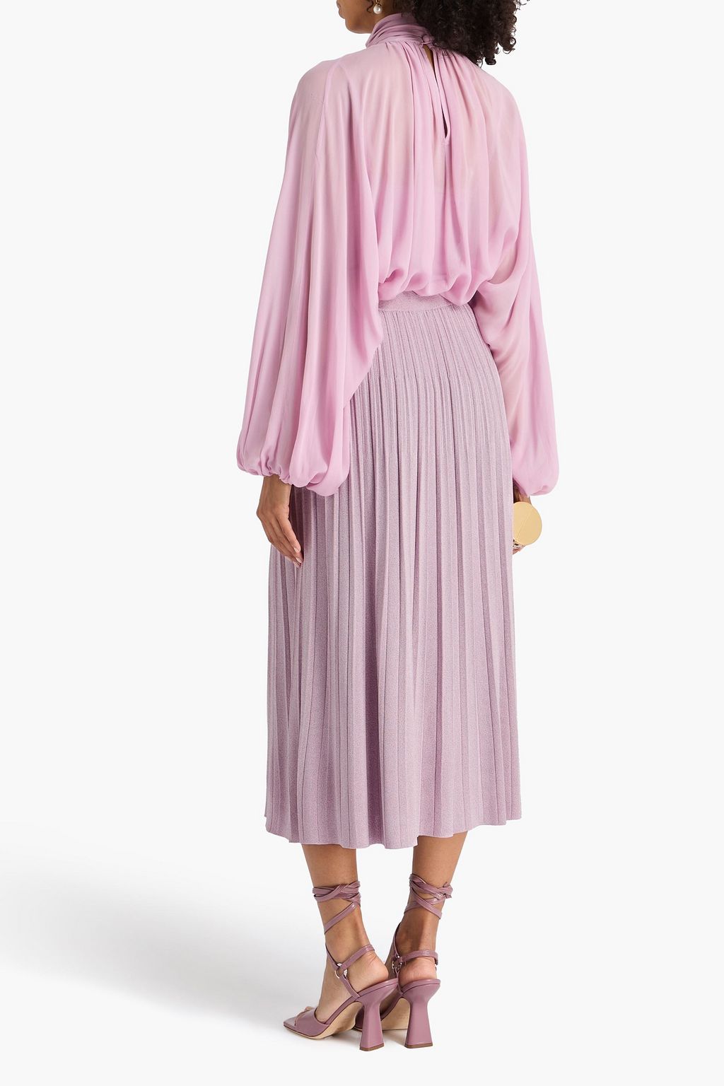 ZIMMERMANN Metallic ribbed-knit midi skirt