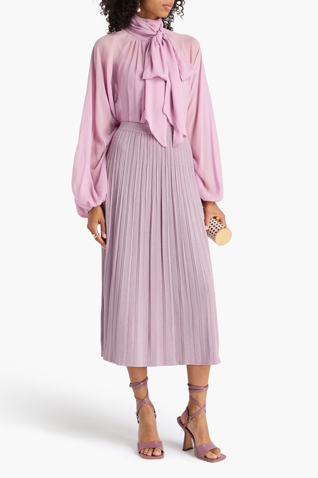 ZIMMERMANN Metallic ribbed-knit midi skirt