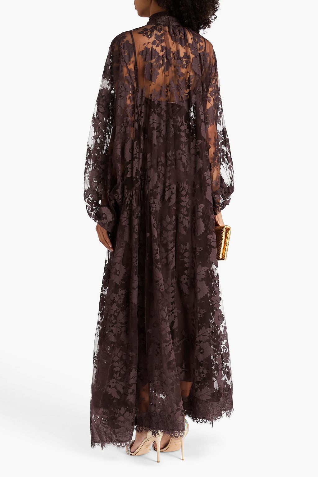 ZIMMERMANN コットン混レース ロングドレス リボンタイ