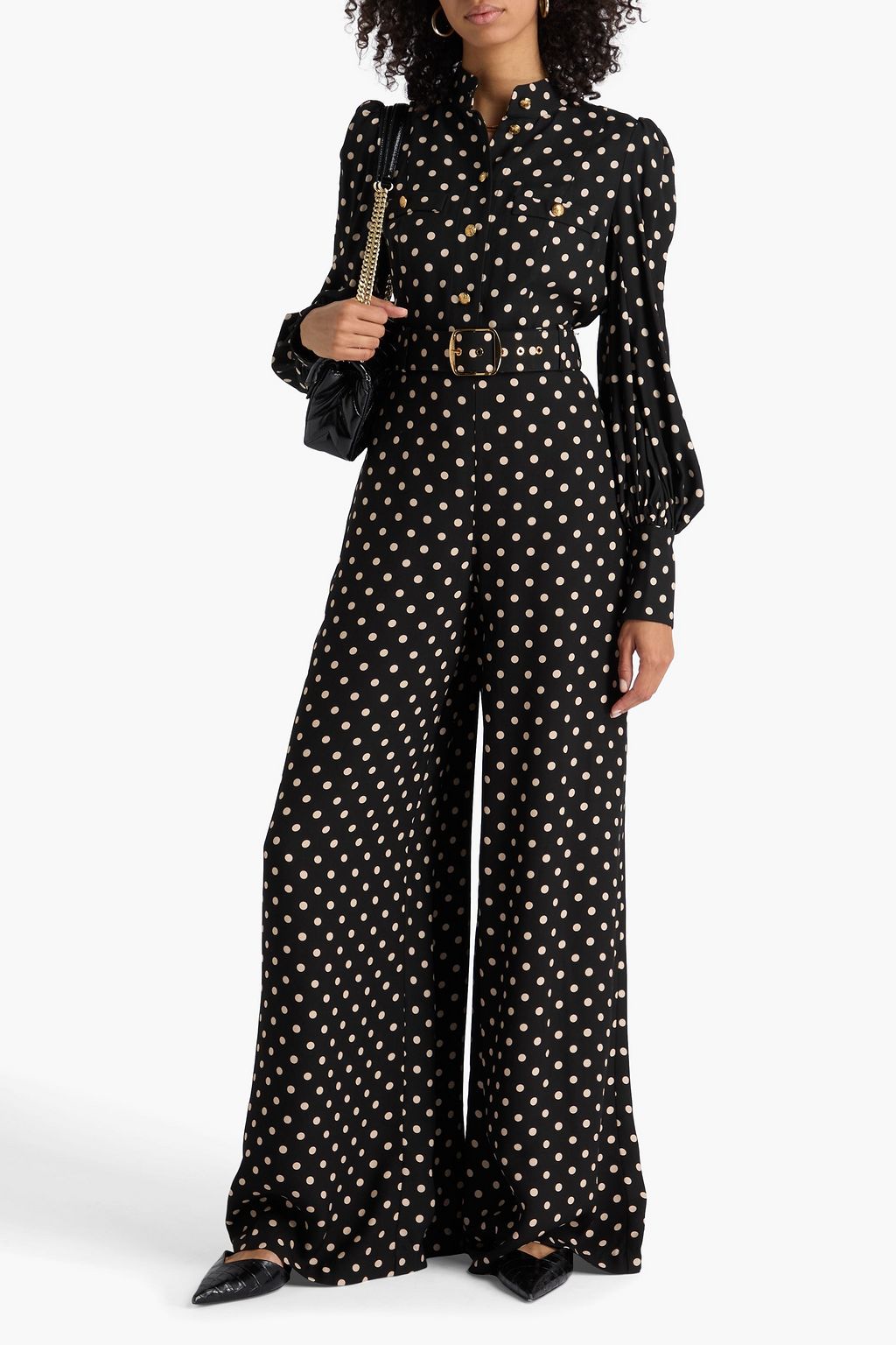 ZIMMERMANN Belted polka-dot crepe wide-leg pants
