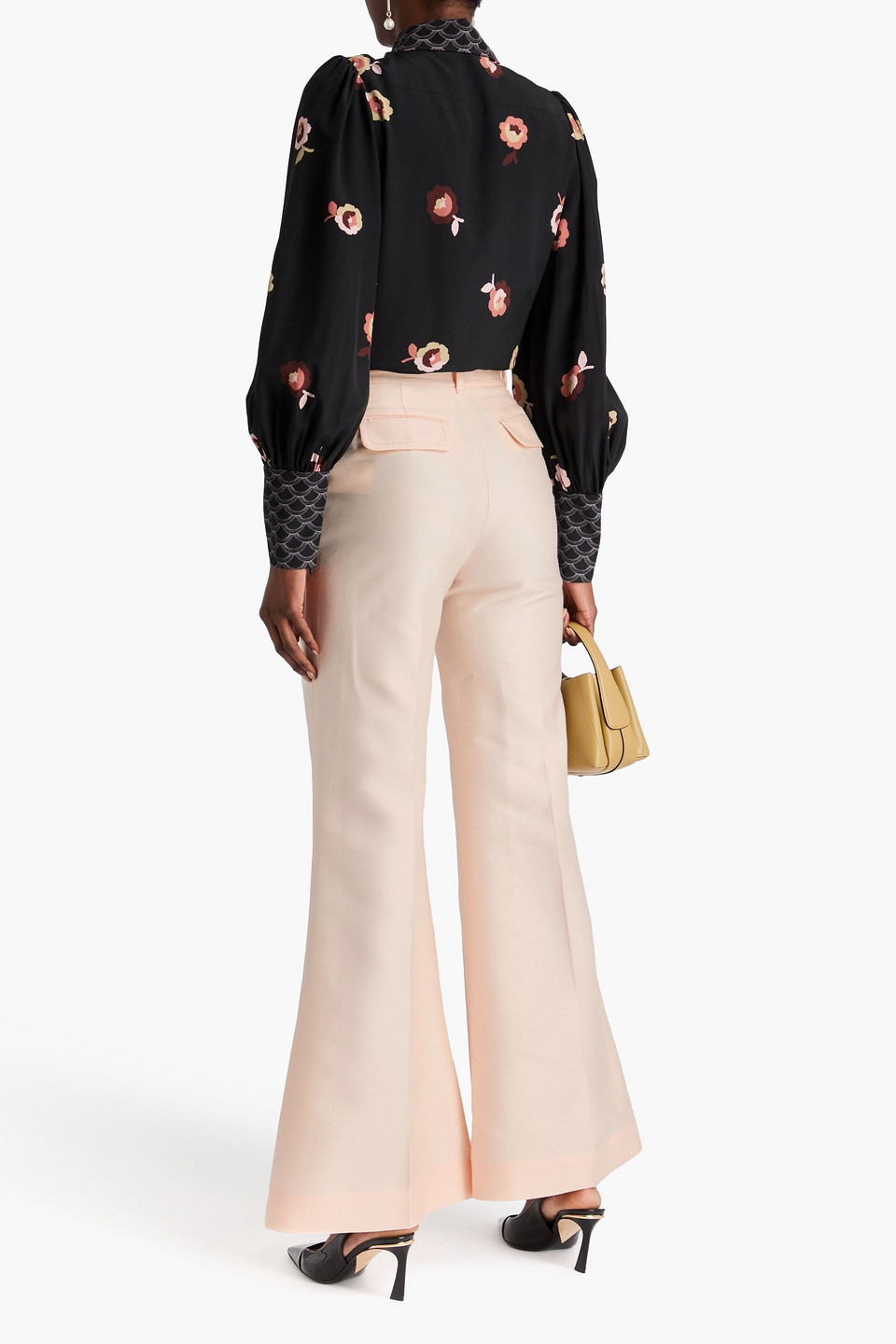 Zimmermann Belted Wool And Silk-blend Wide-leg Pants In Pink