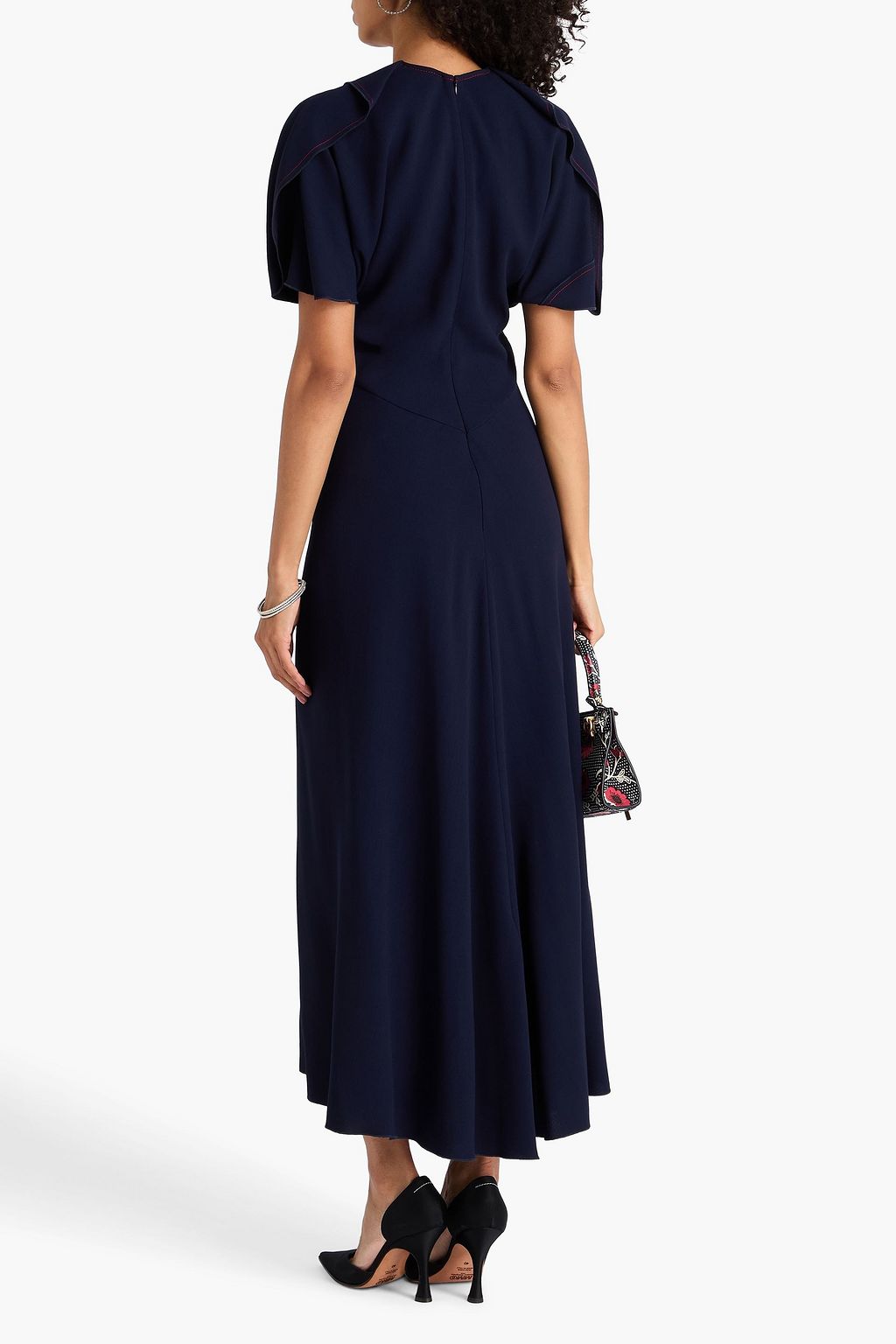 VICTORIA BECKHAM クレープ ミディワンピース ドレープ入り