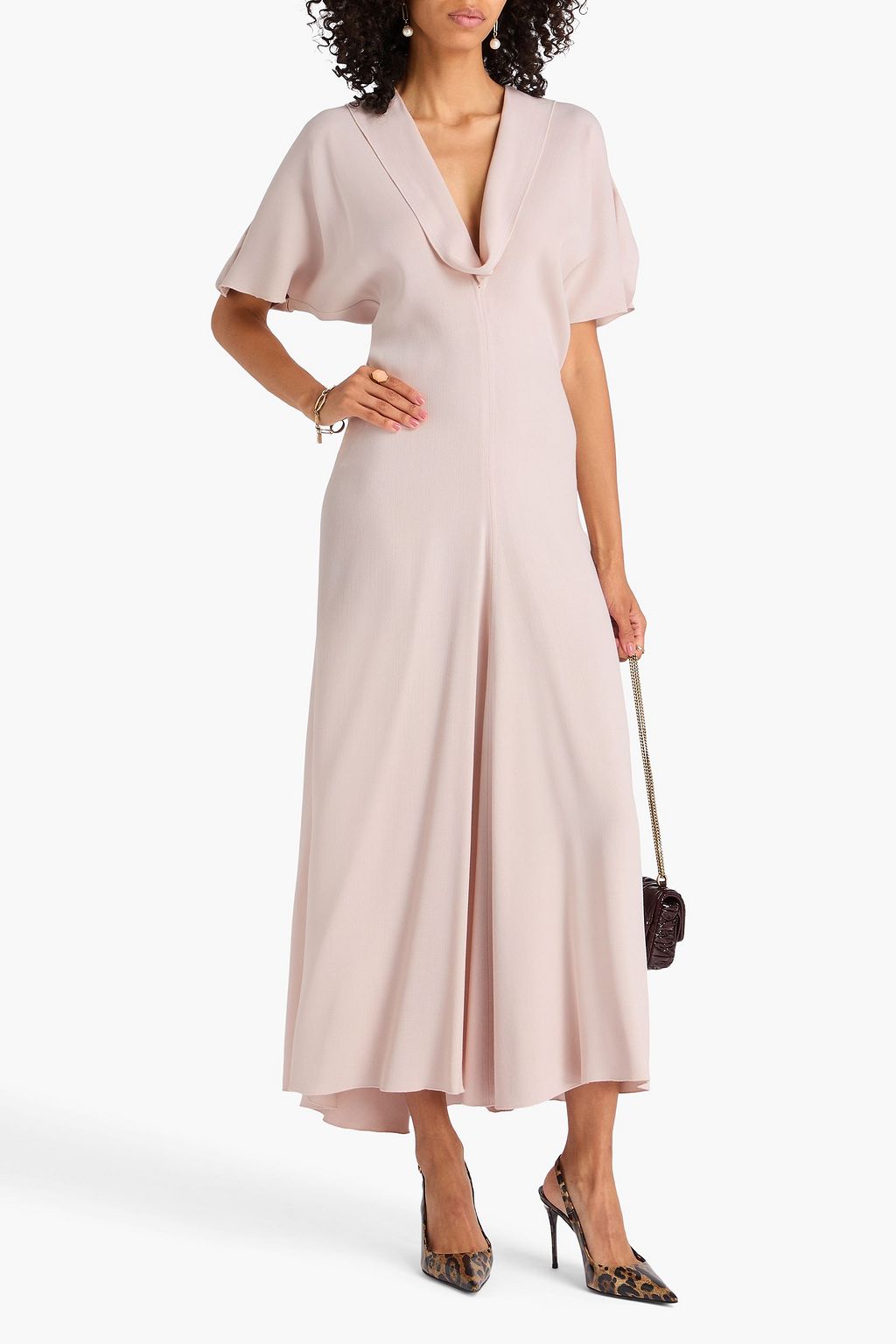 VICTORIA BECKHAM クレープ ミディワンピース ドレープ入り