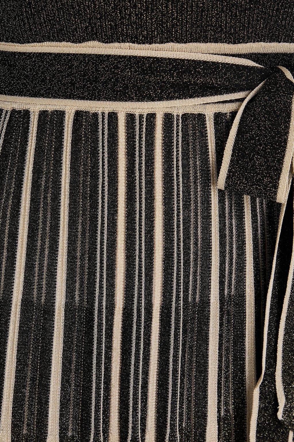 ZIMMERMANN فستان متوسط الطول من نسيج بحبكة مضلّعة بتصميم مخطط وبلون معدني