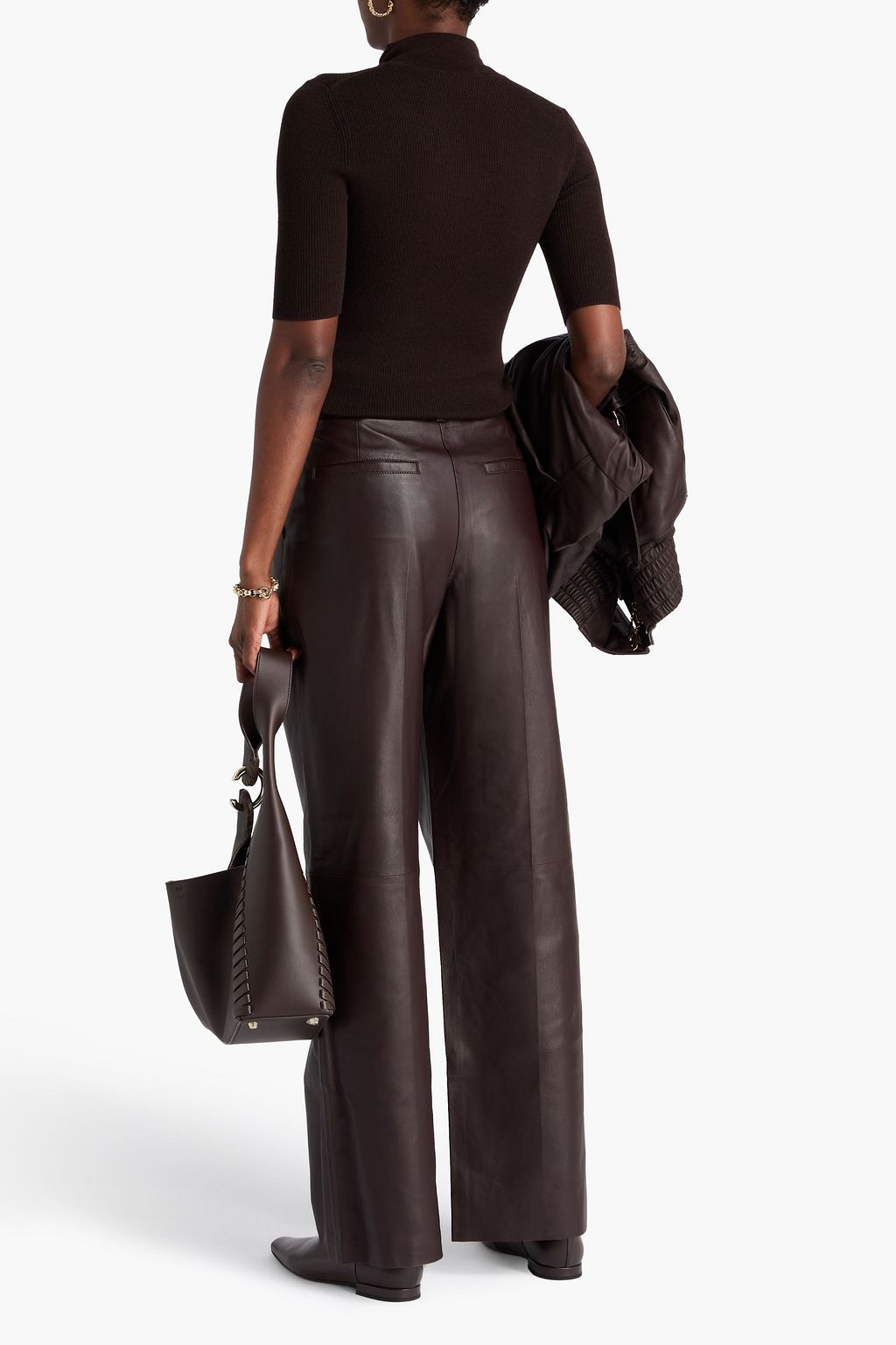 ZIMMERMANN Pleated leather wide-leg pants