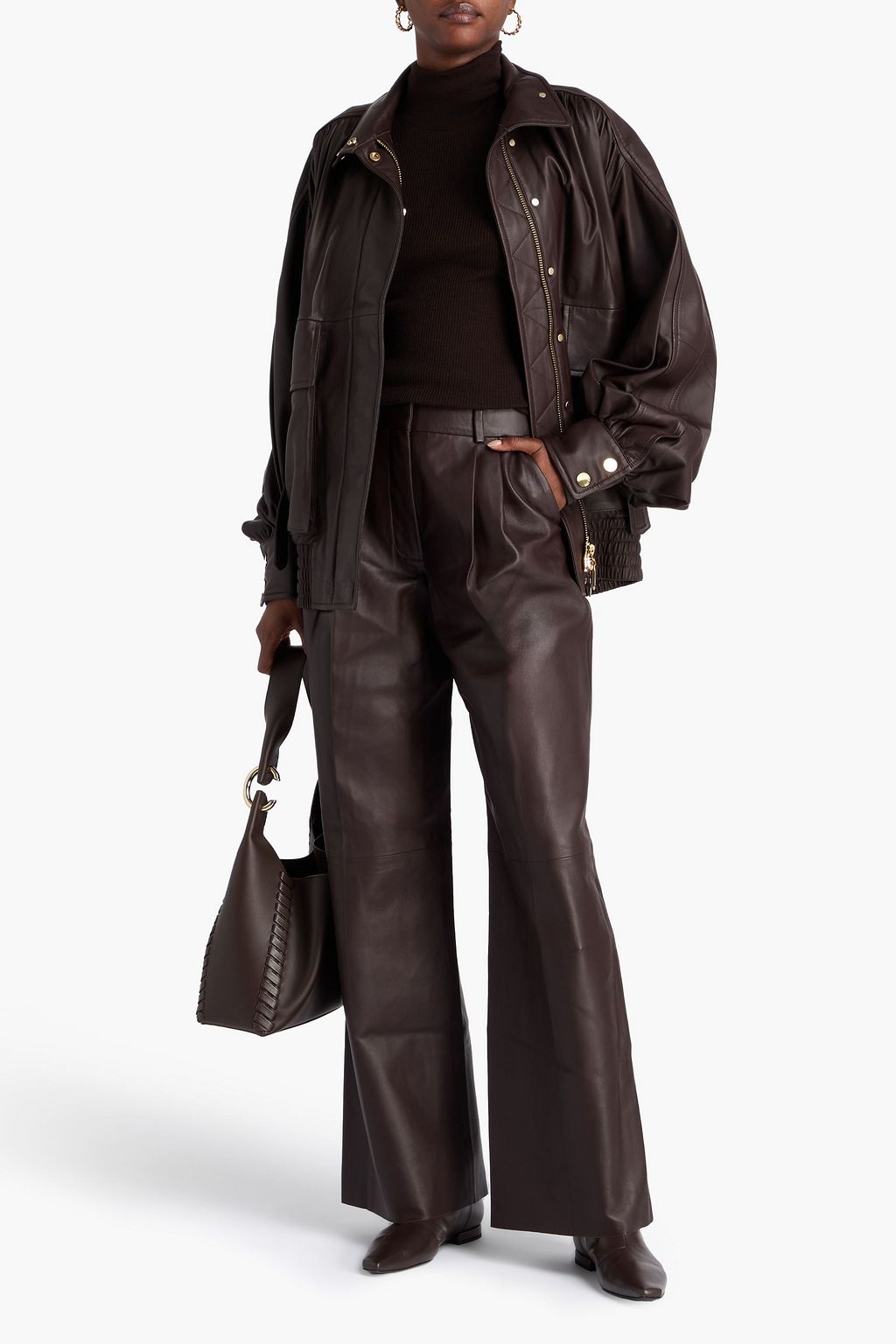 ZIMMERMANN Pleated leather wide-leg pants