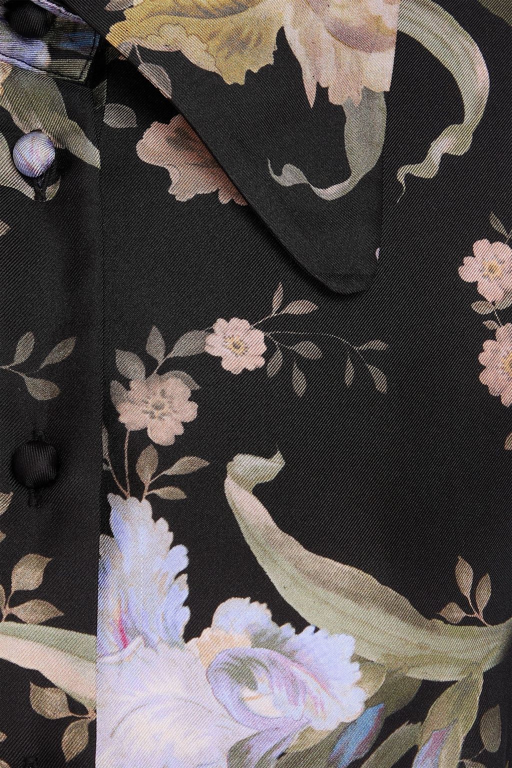 ZIMMERMANN Belted floral-print silk-twill mini shirt dress