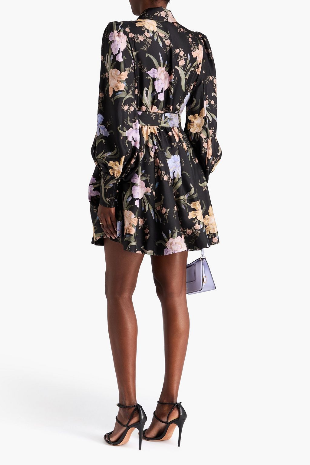 ZIMMERMANN Belted floral-print silk-twill mini shirt dress