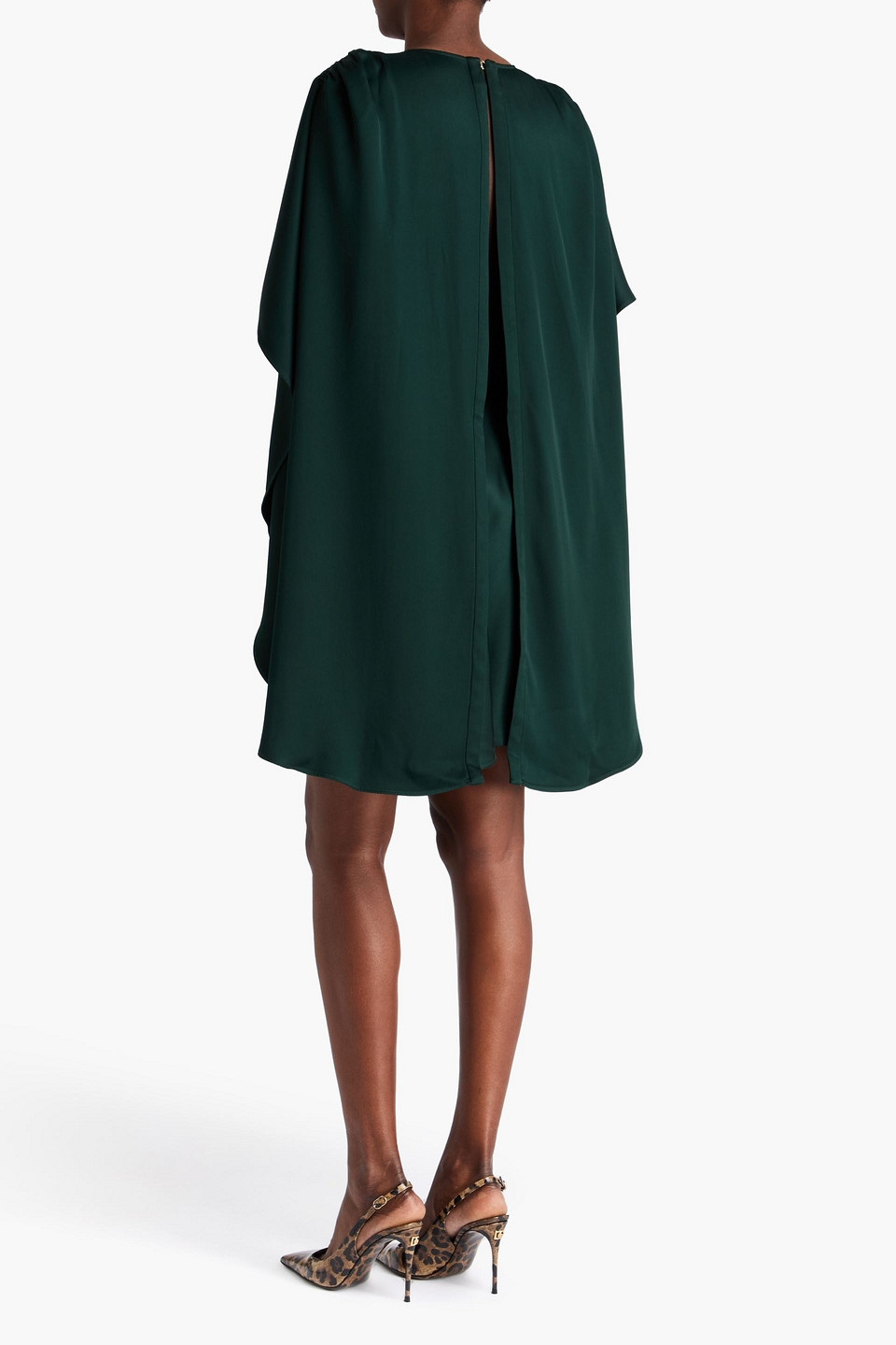 Zimmermann Cape-effect Satin-twill Mini Dress In Green