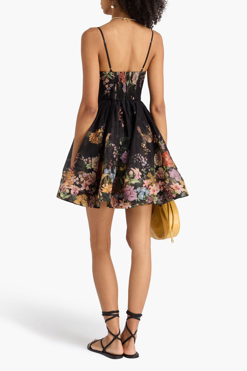 ZIMMERMANN Floral-print linen and silk-blend organza mini dress