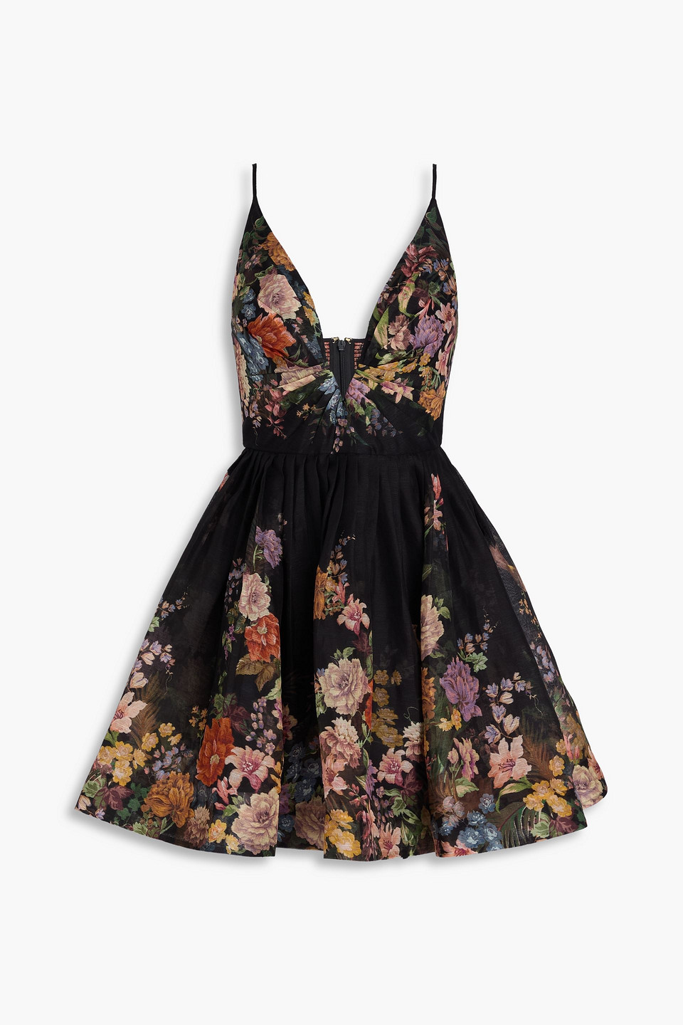 Zimmermann Floral-print Linen And Silk-blend Organza Mini Dress In Multi