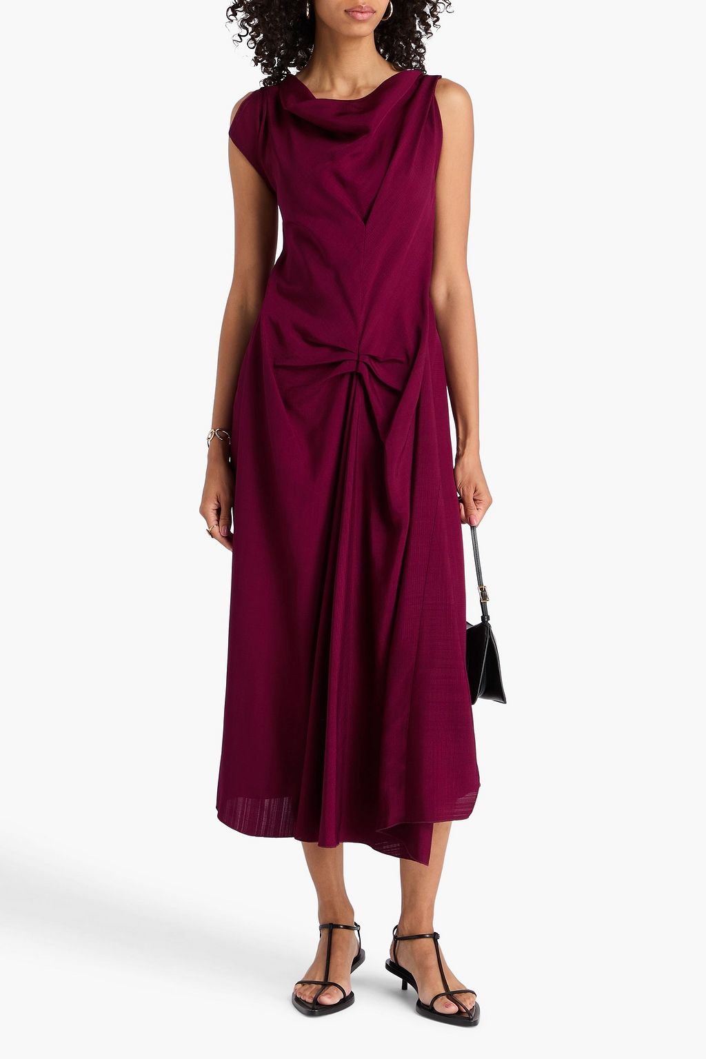 VICTORIA BECKHAM クレープ ミディワンピース ドレープ入り