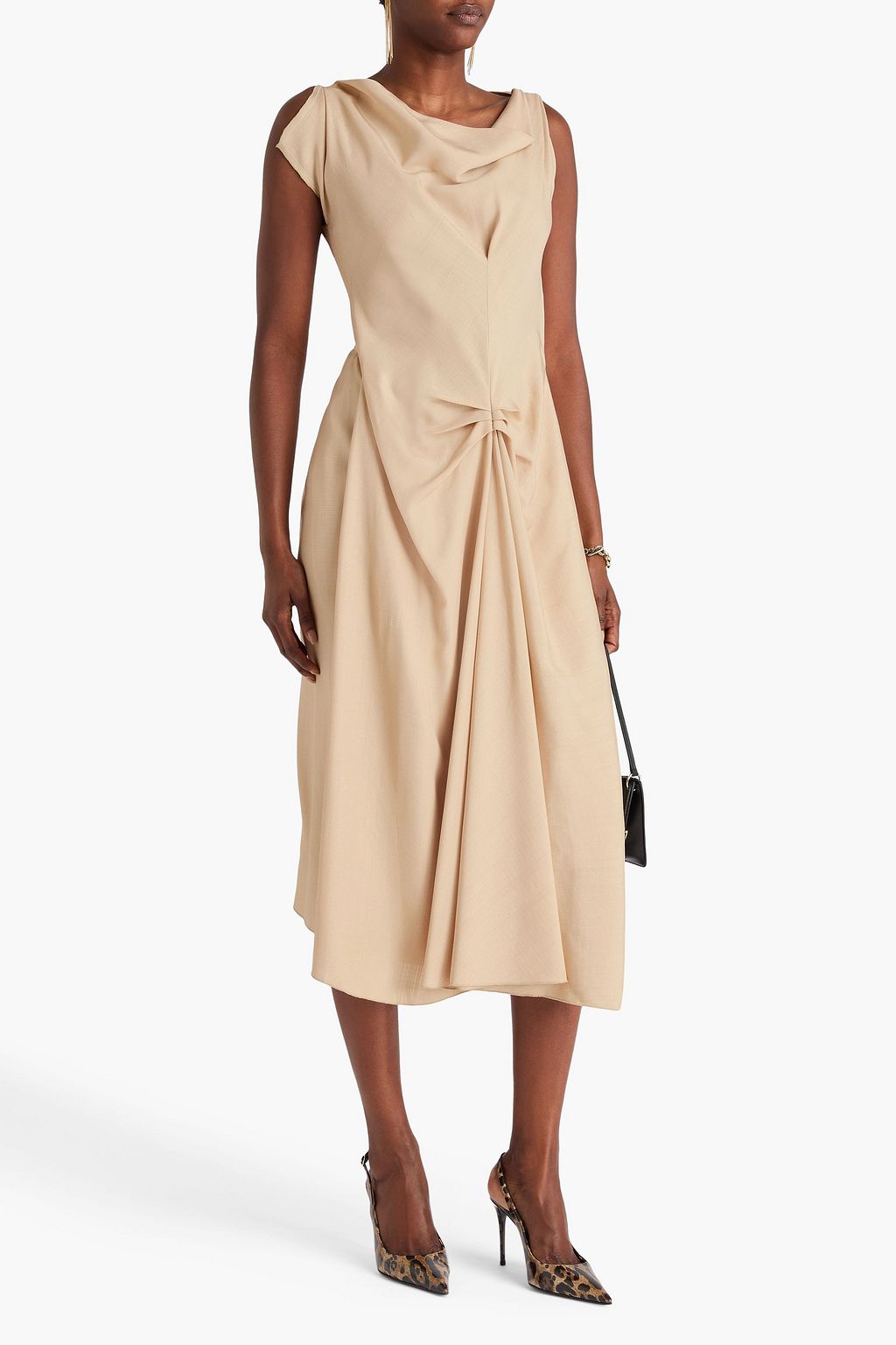 VICTORIA BECKHAM クレープ ミディワンピース ドレープ入り