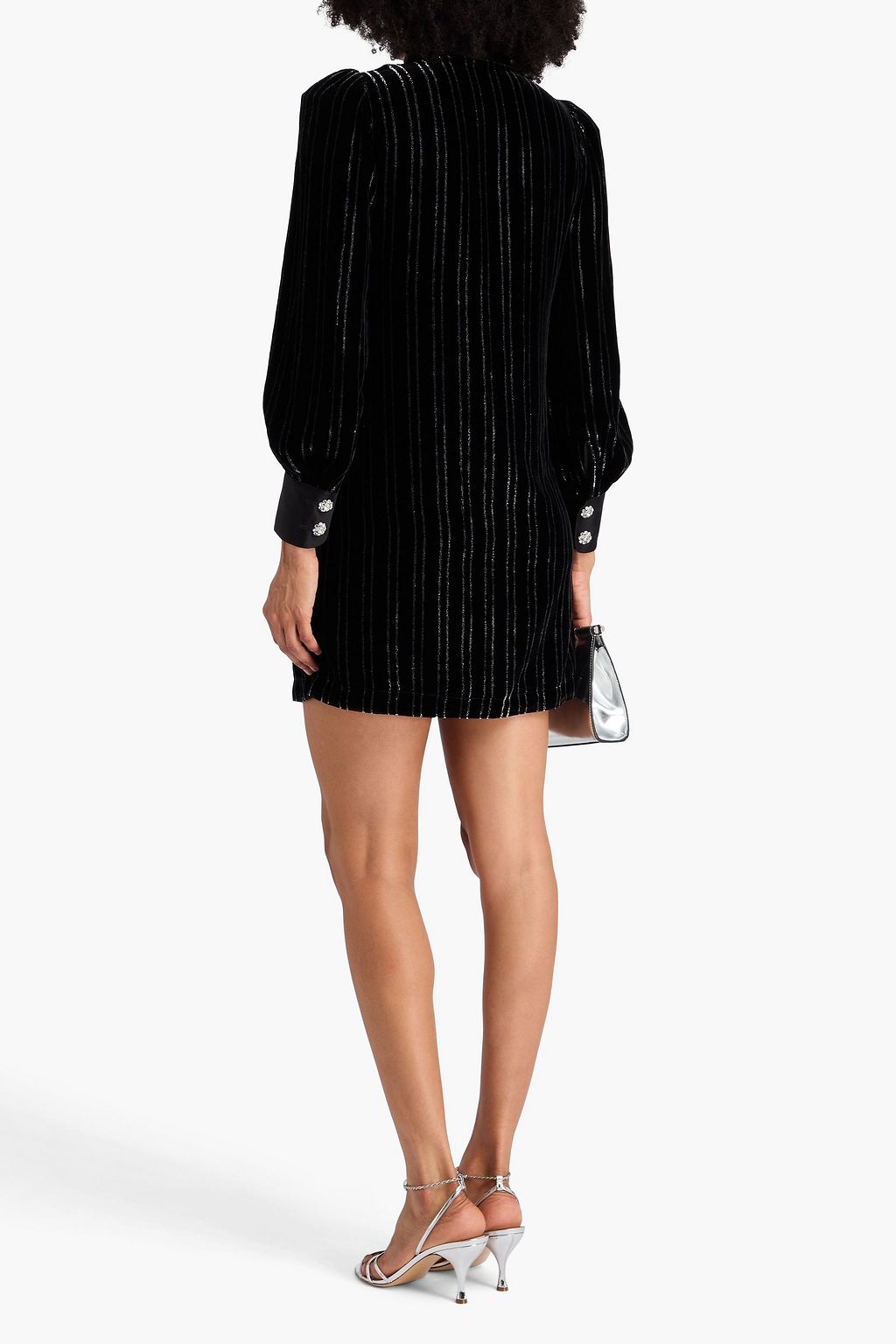 ZIMMERMANN Metallic striped velvet mini shirt dress