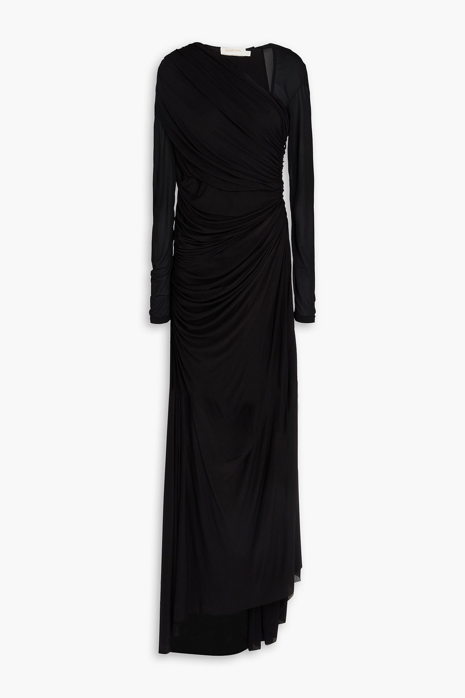 zimmermann - asymmetric ruched jersey maxis dress - black - 00