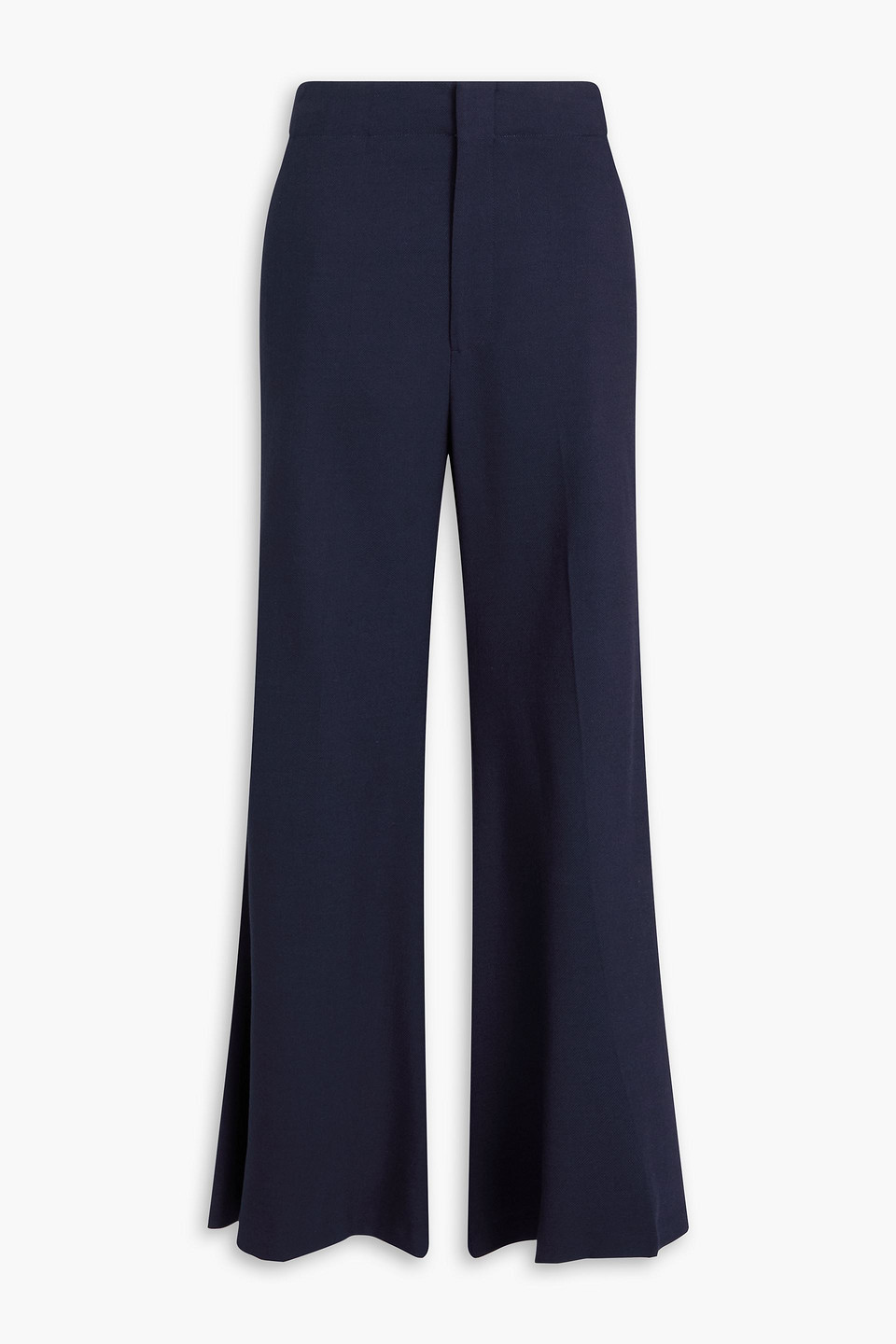 Victoria Beckham Wool-blend Twill Flared Pants In Blue