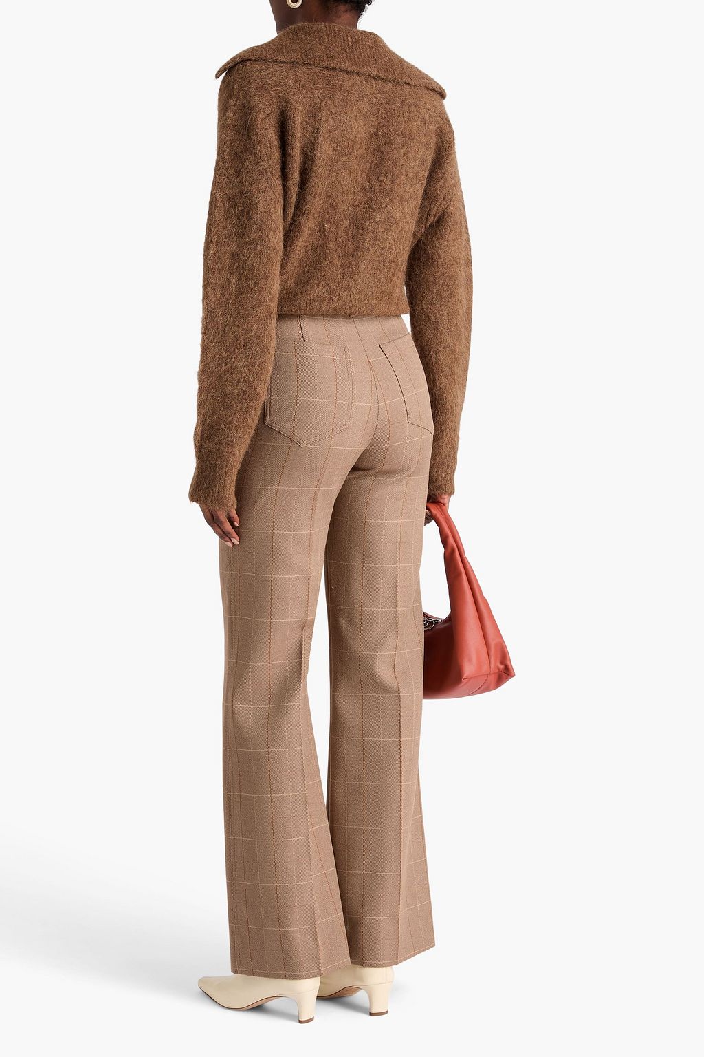 VICTORIA BECKHAM Checked wool-tweed wide-leg pants
