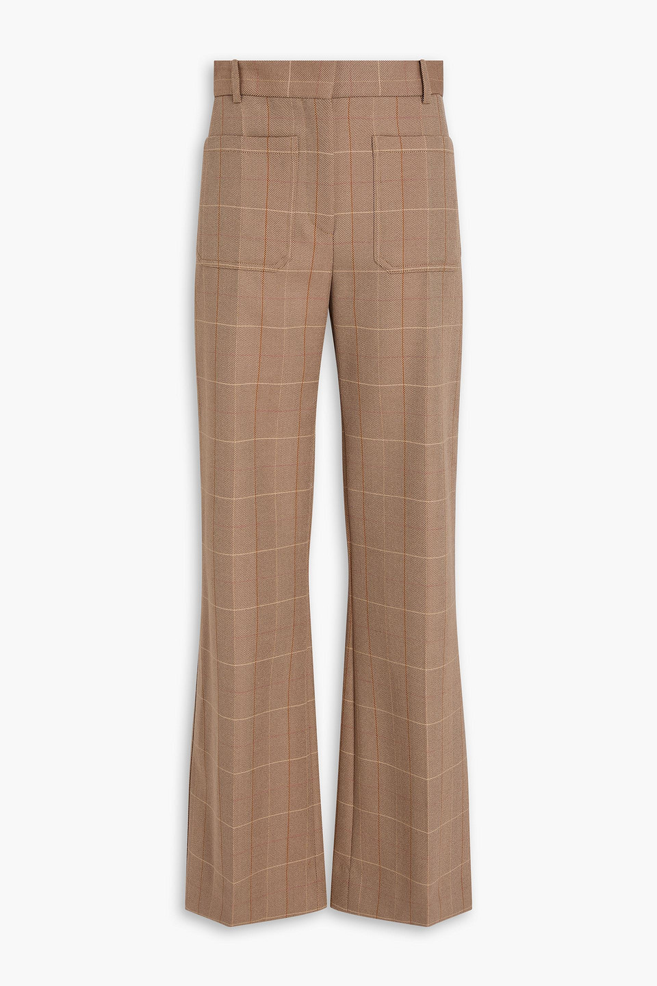 Victoria Beckham Checked Wool-tweed Wide-leg Pants In Brown