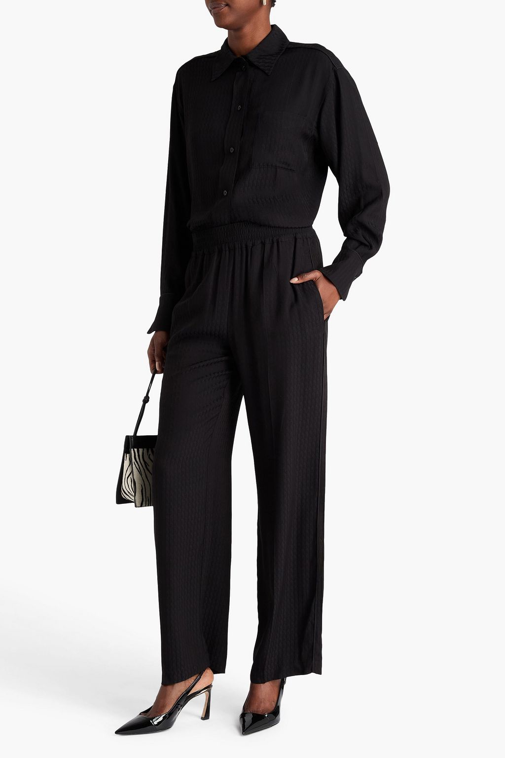 VICTORIA BECKHAM Satin-jacquard straight-leg pants