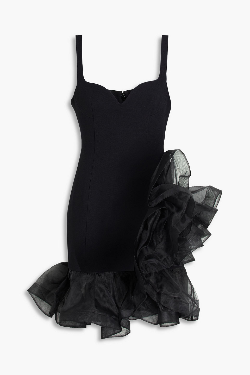 Safiyaa Tenaya Ruffled Organza And Crepe Mini Dress In Black