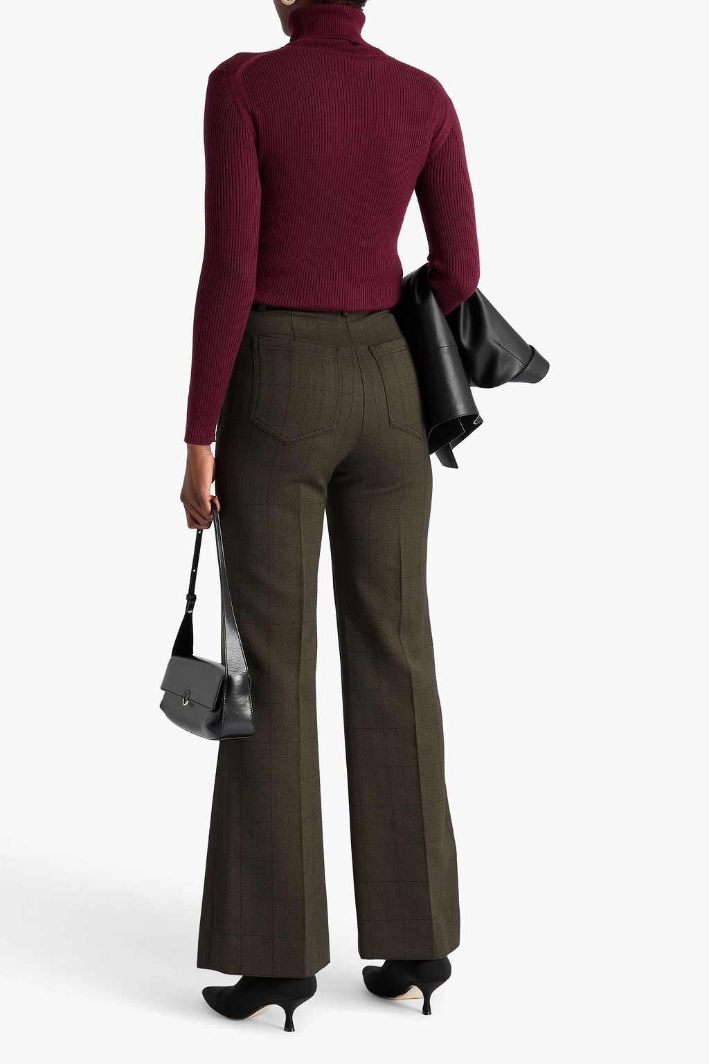 VICTORIA BECKHAM Checked wool-tweed flared pants
