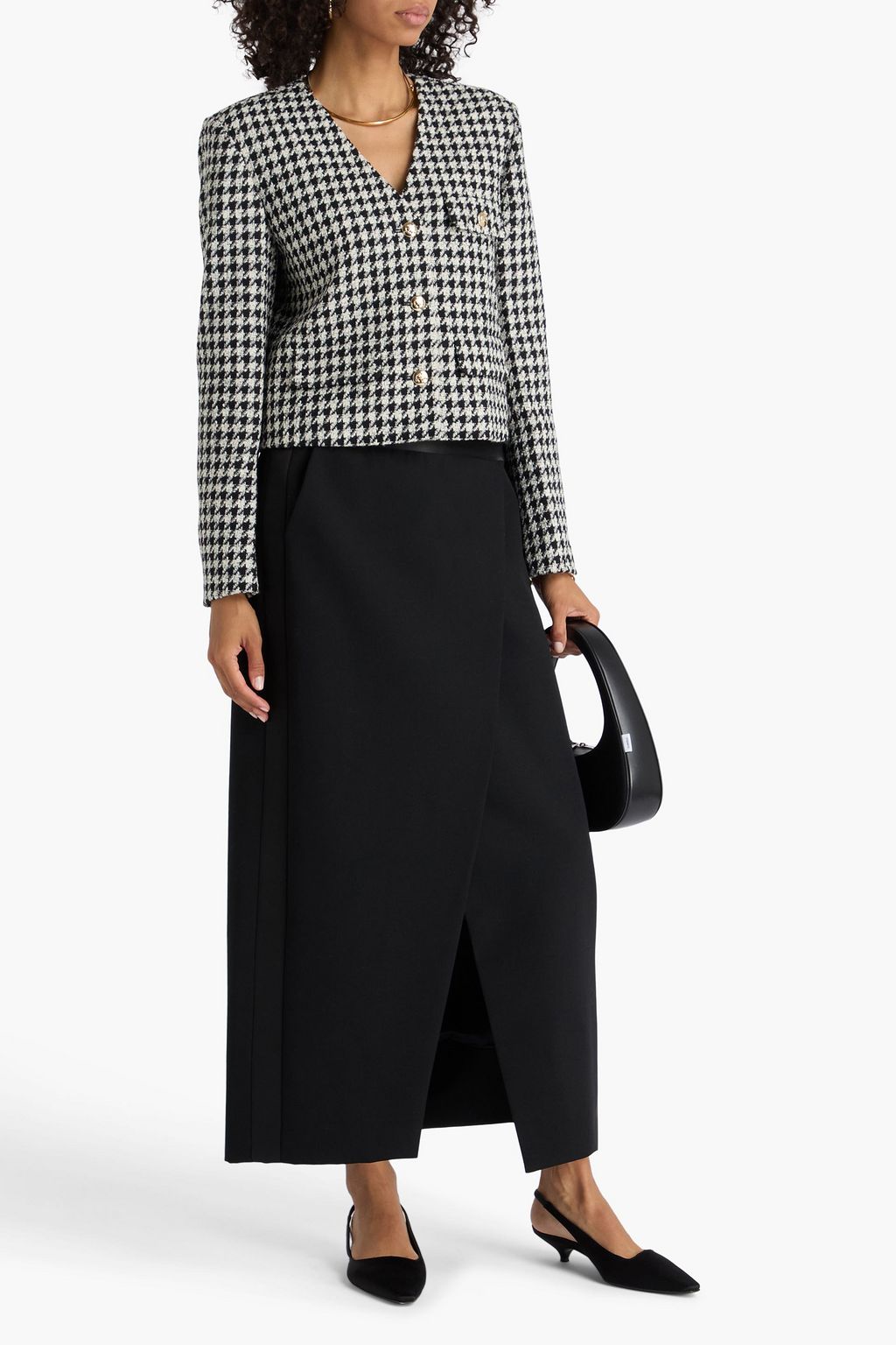 ANINE BING Jacke aus Tweed mit Hahnentrittmuster