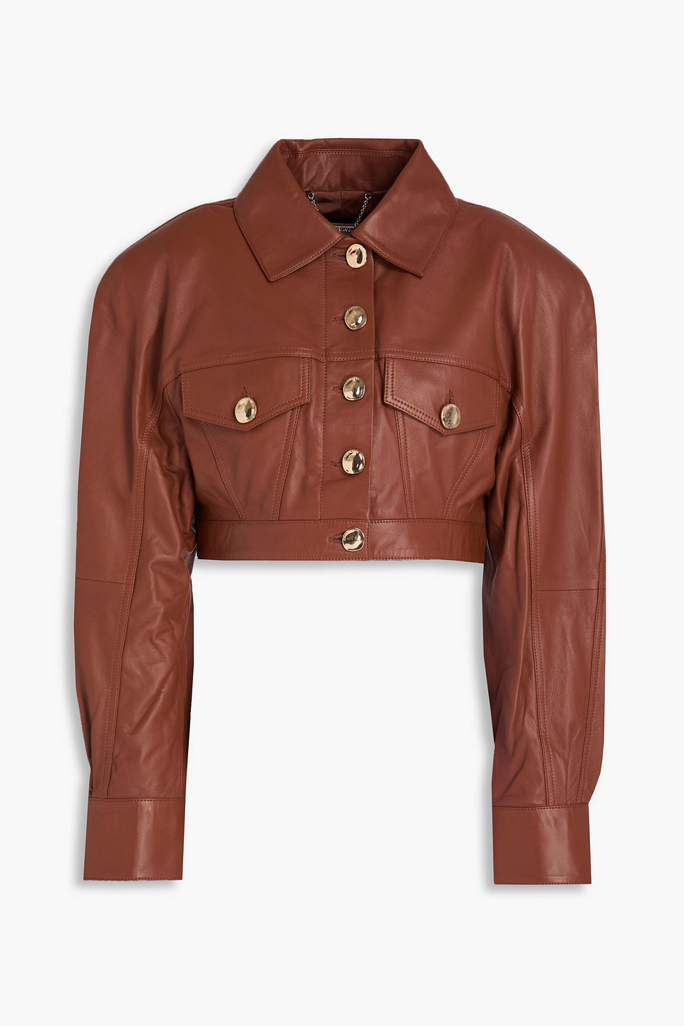Zimmermann Cropped Lederjacke In Burgundy