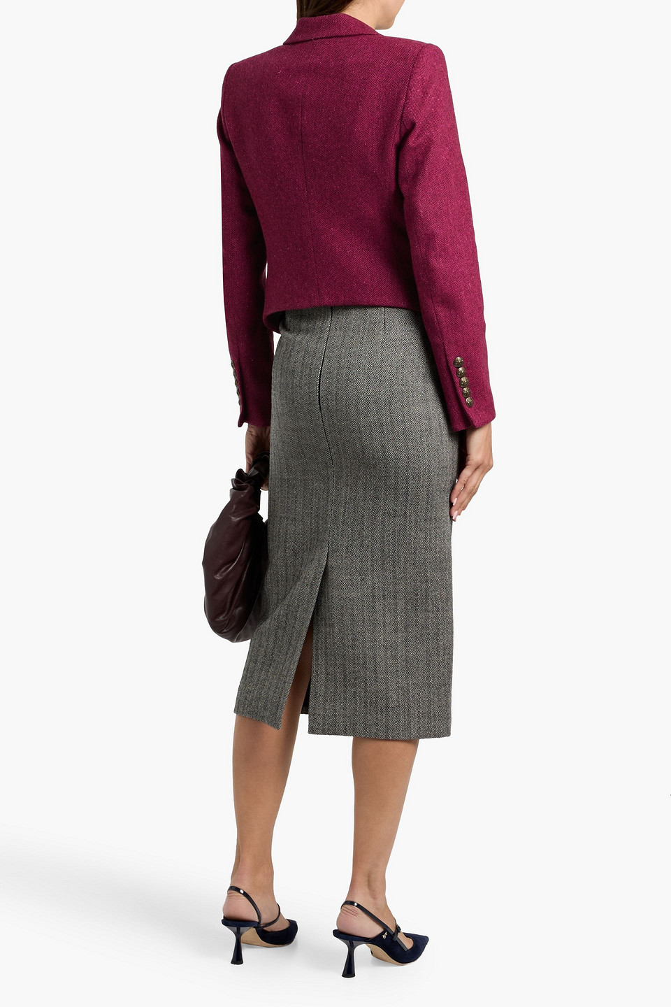 Veronica Beard Hosanna Dickey Herringbone Tweed Blazer In Red
