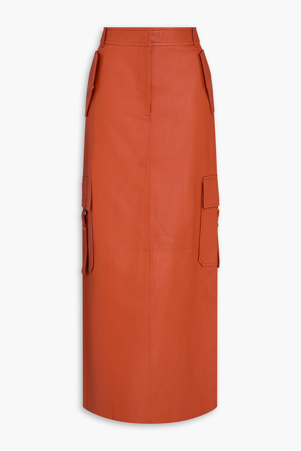 Zimmermann Leather Maxi Skirt In Orange