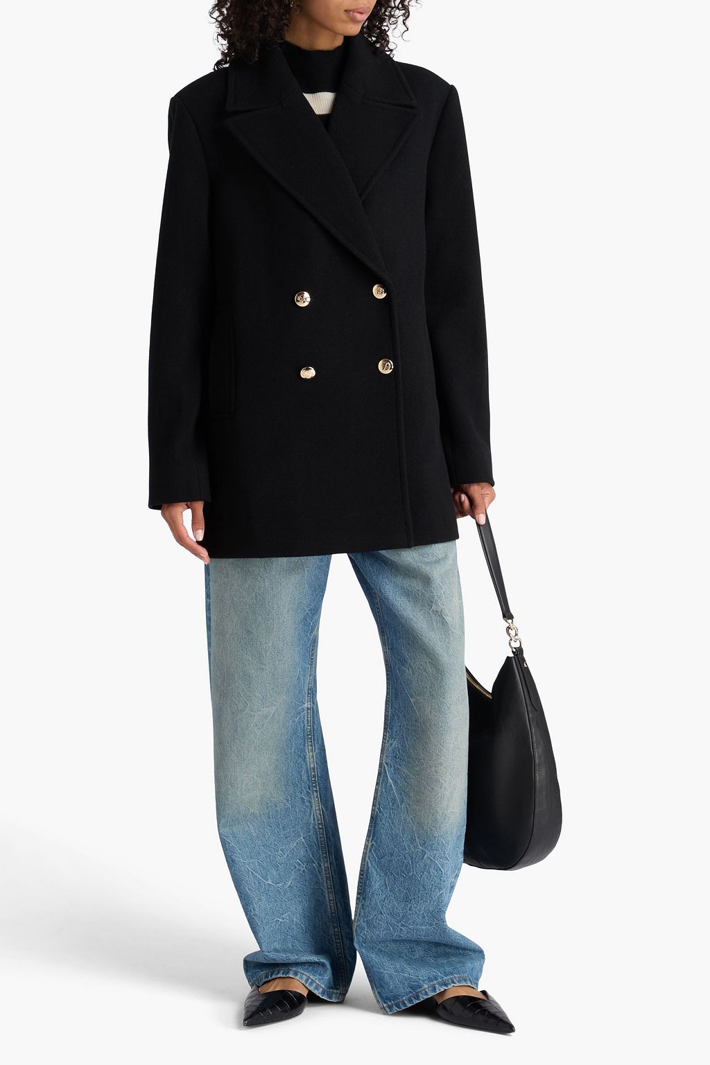 ANINE BING Glenn herringbone wool-blend twill coat