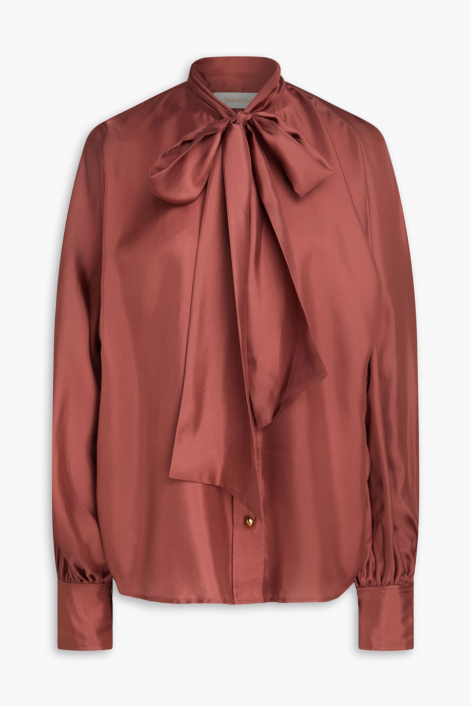 zimmermann - pussy-bow silk-twill blouse - pink - 4