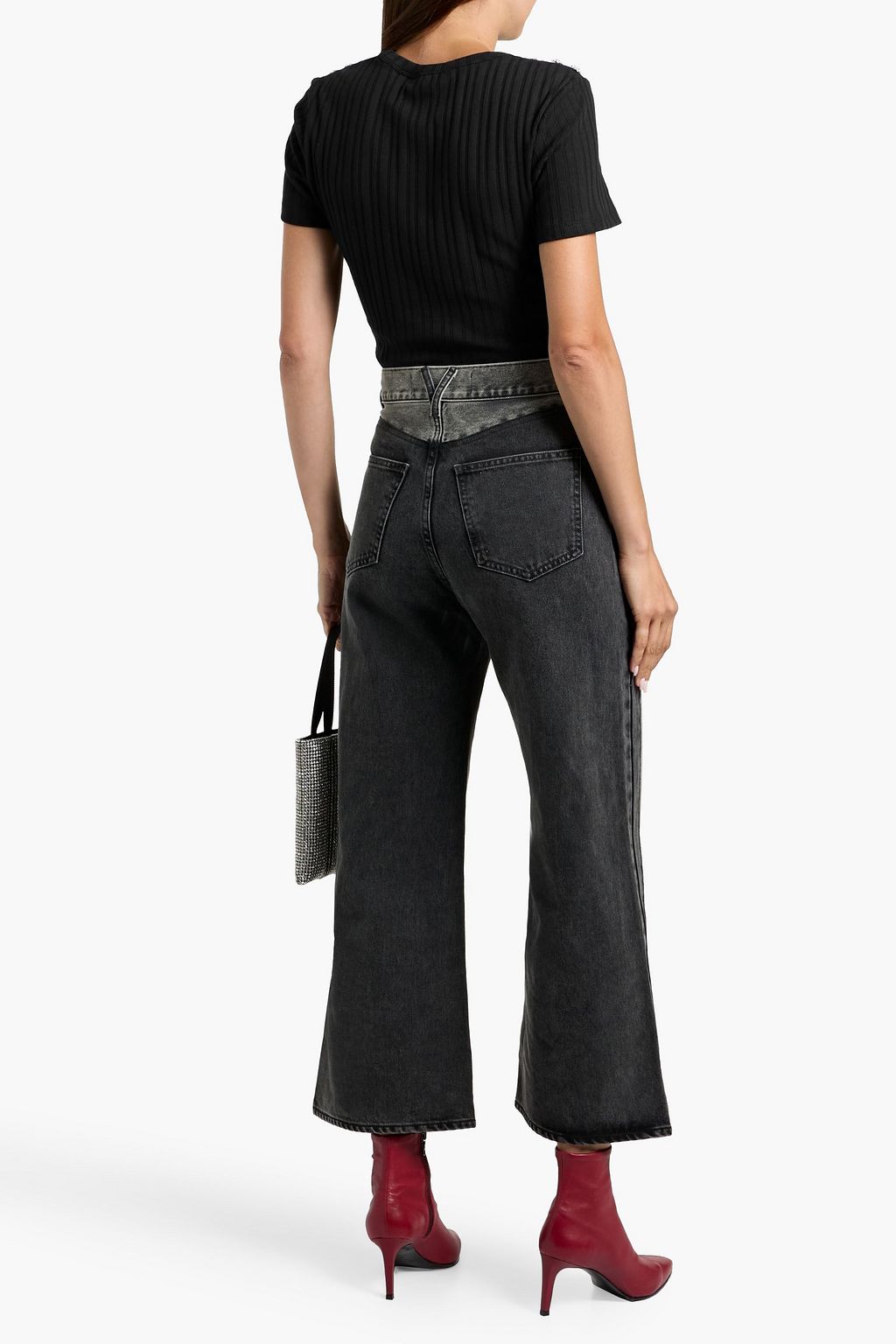VERONICA BEARD Draya embellished ribbed cotton-blend top
