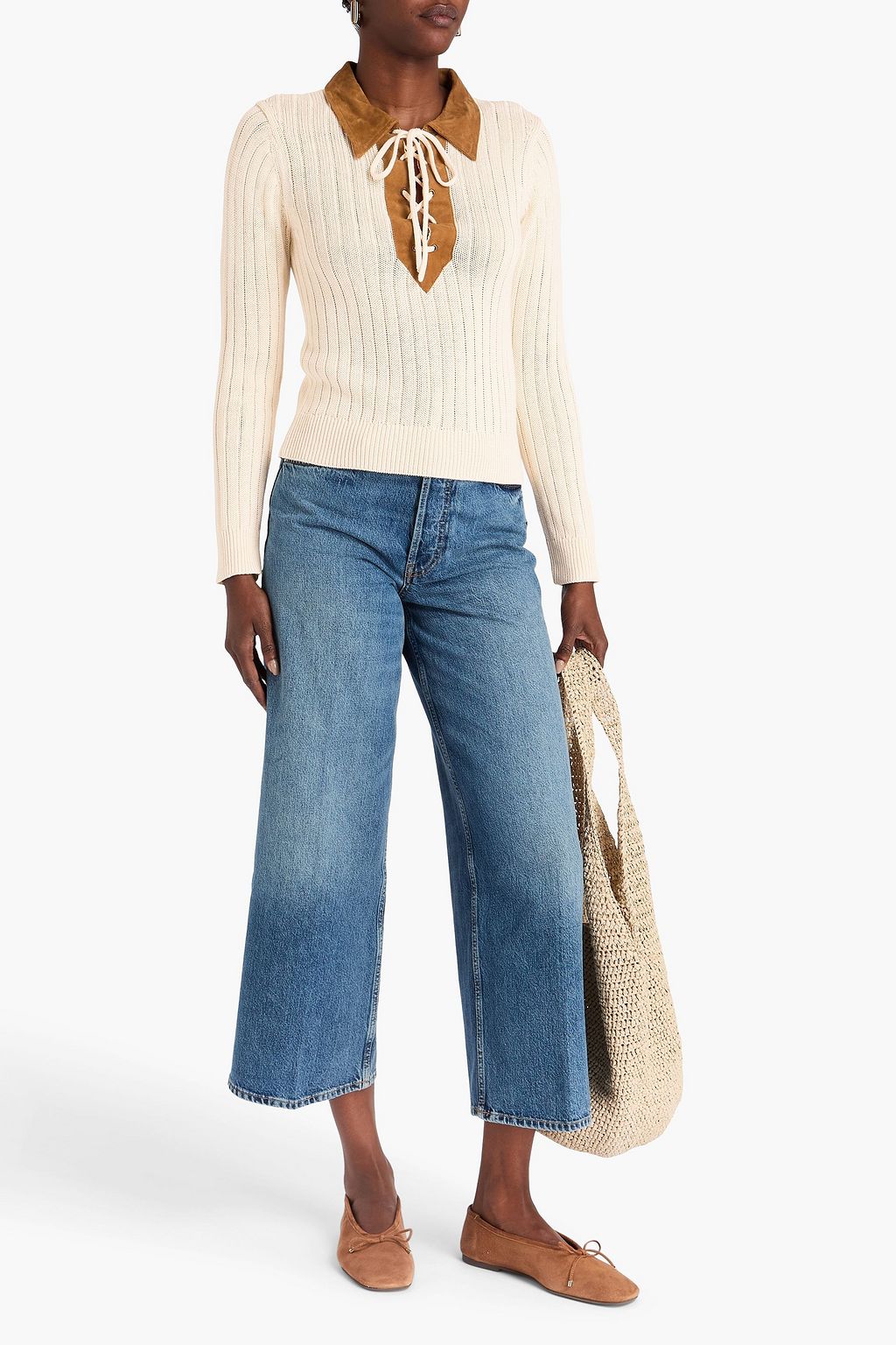 NILI LOTAN Pullover „Juana“ aus Rippstrick mit Schnürung