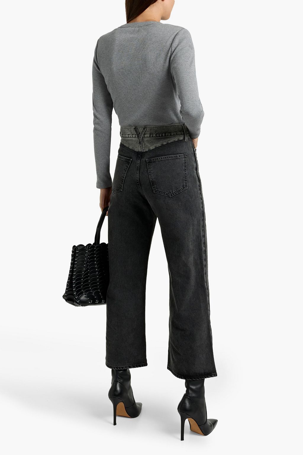 VERONICA BEARD Taylor cropped two-tone high-rise wide-leg jeans