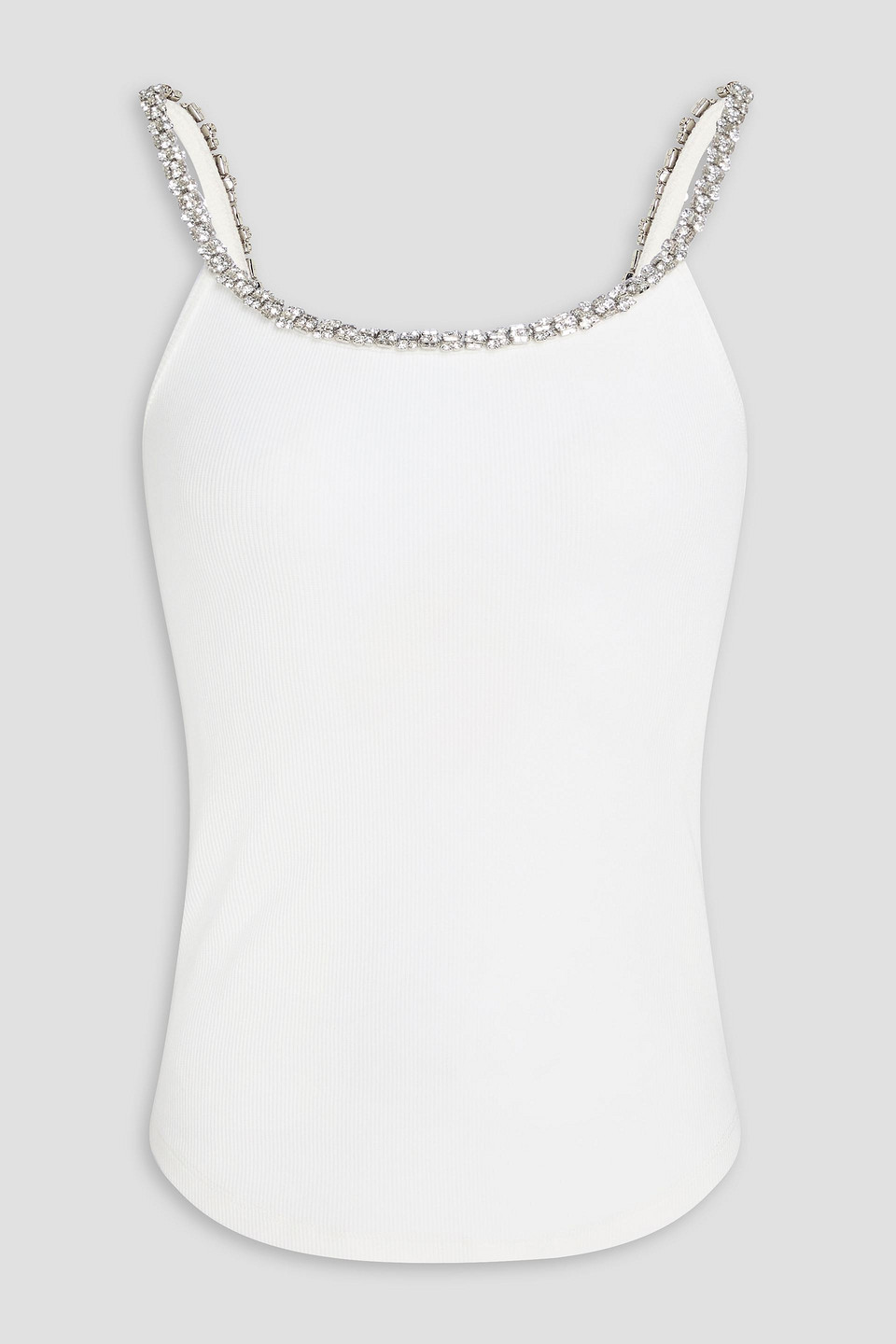 zimmermann - crystal-embellished ribbed stretch-cotton jersey tank - white - 00