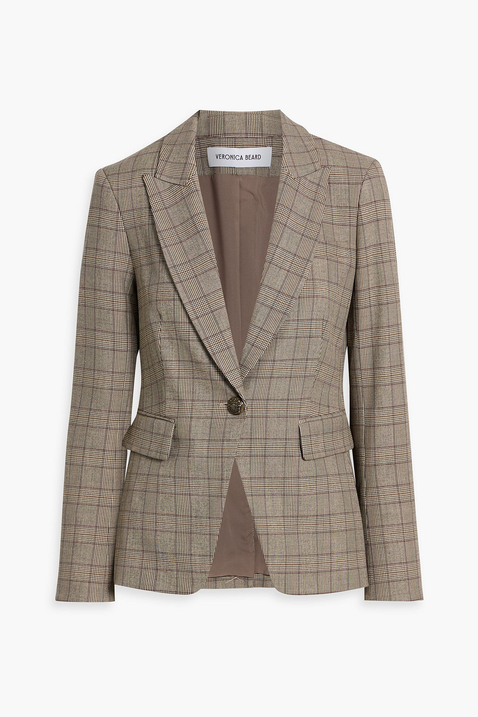 Veronica Beard Cutaway Dickey Checked Tweed Blazer In Brown
