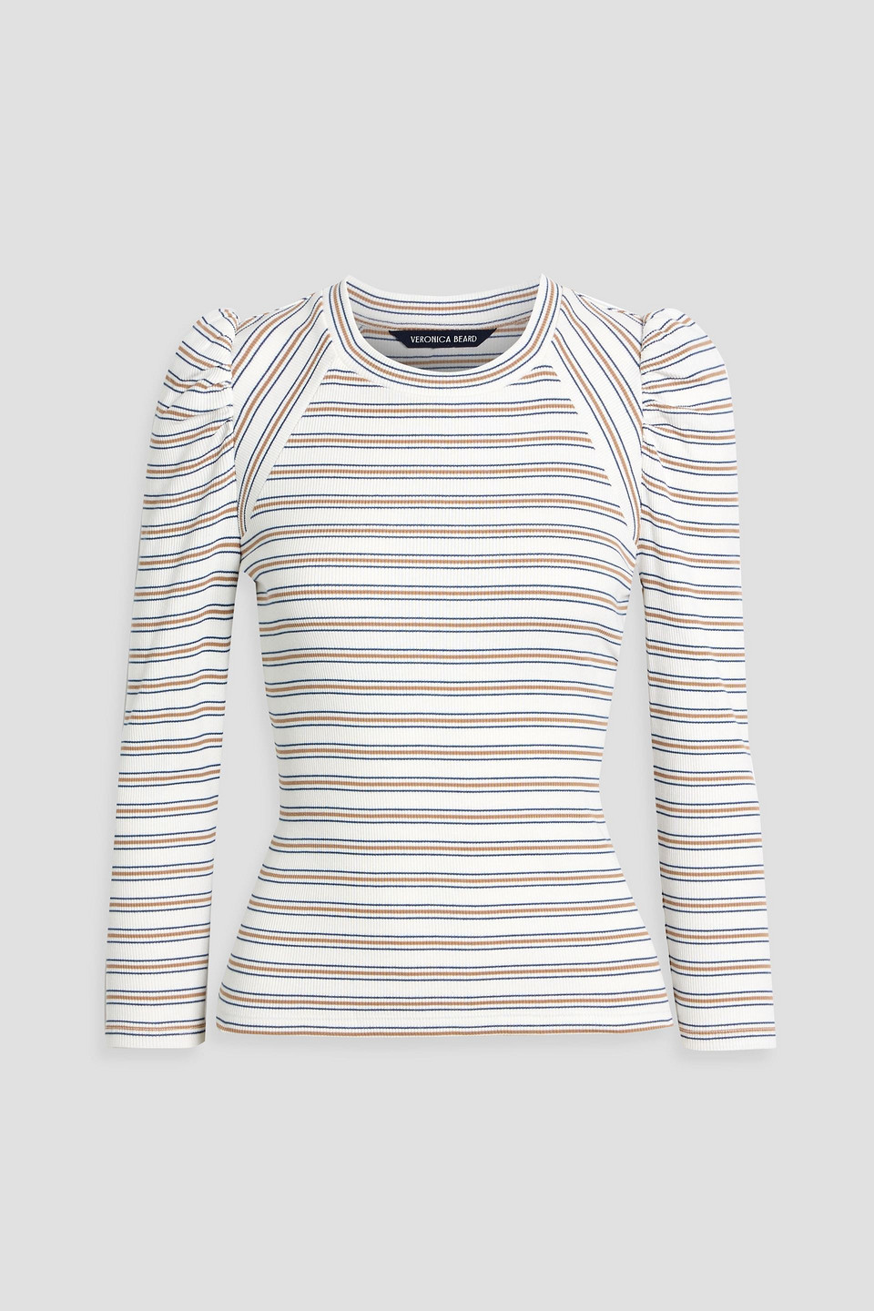 Veronica Beard Delano Striped Cotton-blend Top In White